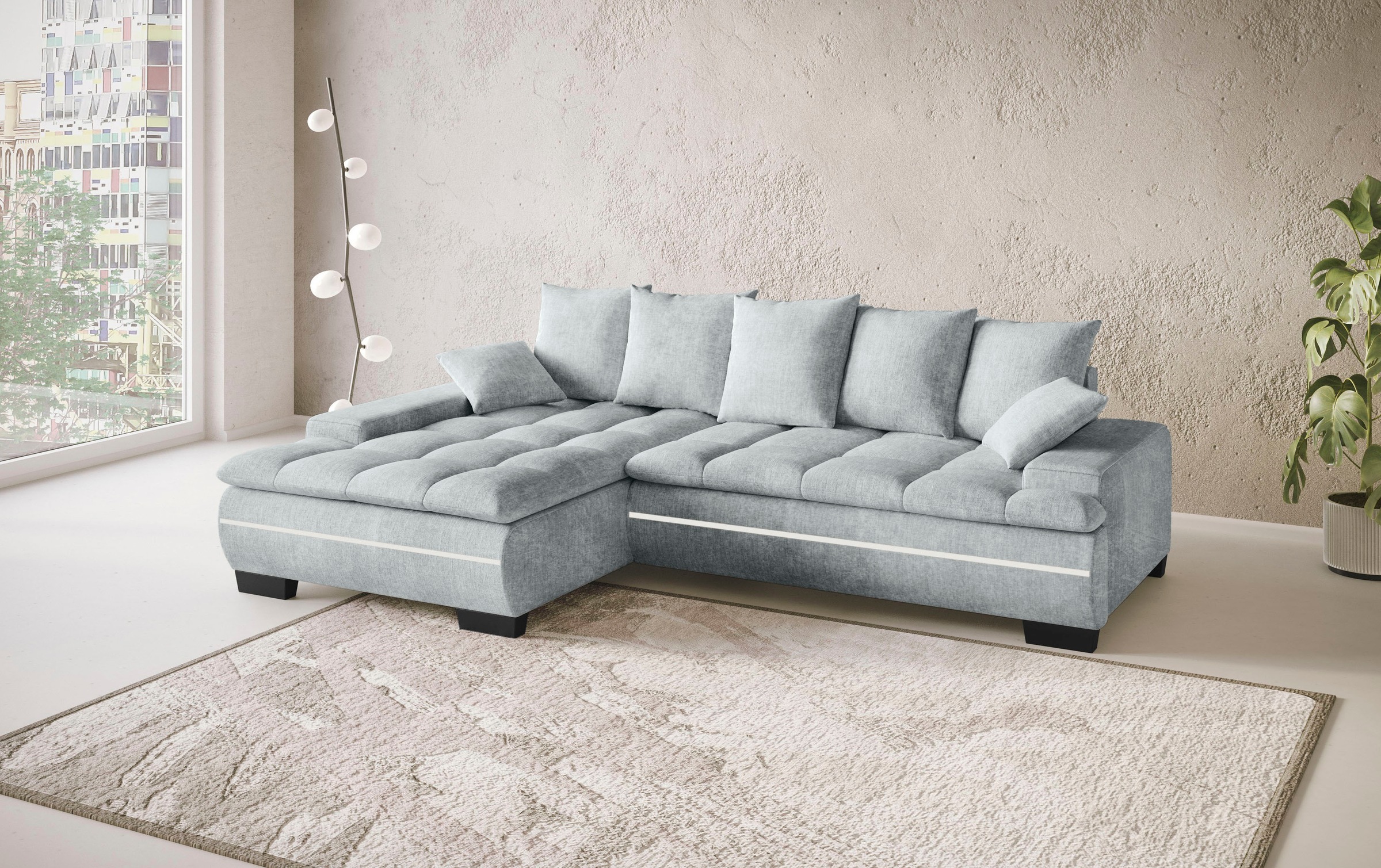 Mr. Couch Ecksofa »Haiti II, L-Form«, RGB-LED Beleuchtung, wahlweise mit Kaltschaum, Bett, Bettkasten