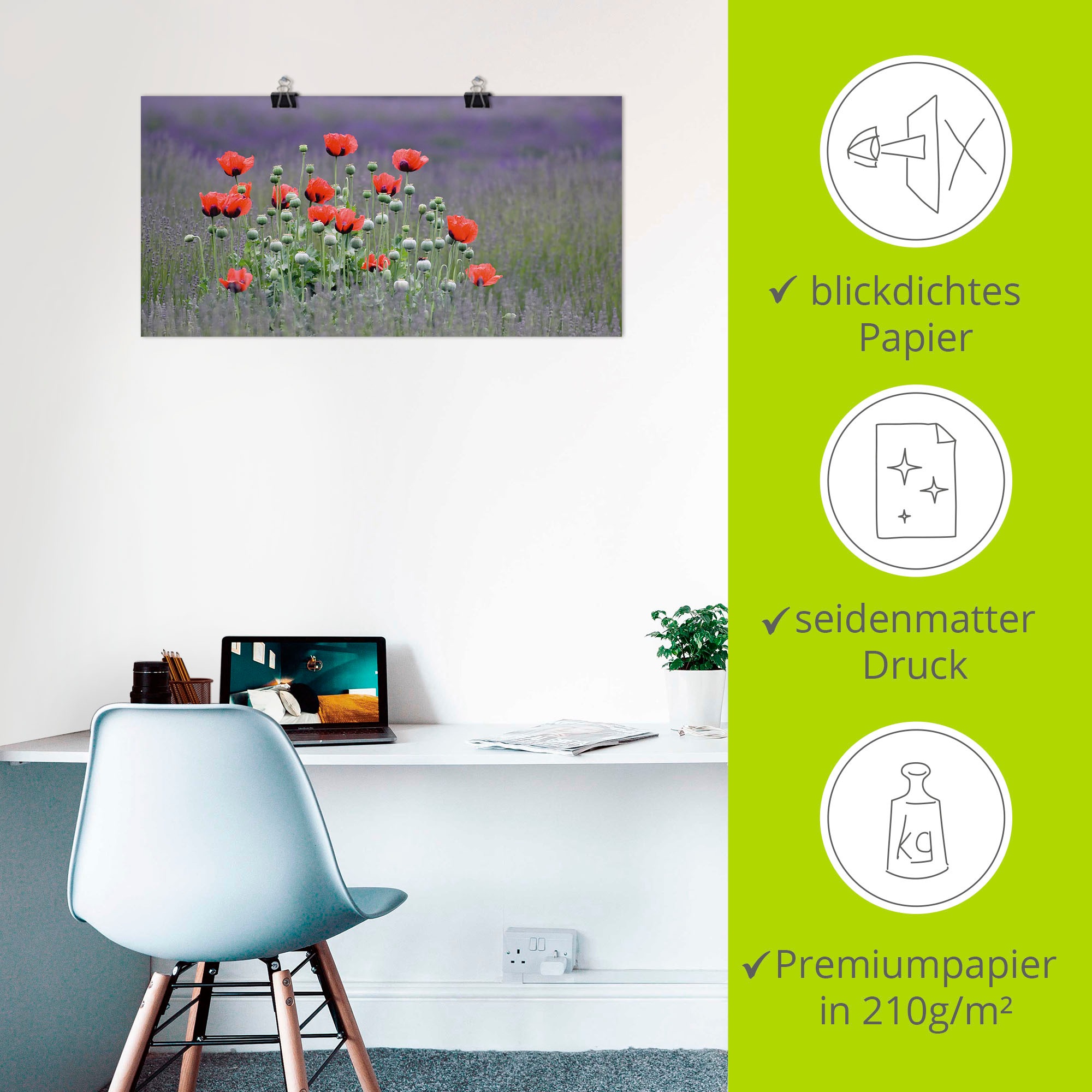 Artland Wandbild »Lavendelfarm in Sequim - Mohnblumen«, Blumenwiese, (1 St.), als Leinwandbild, Poster, Wandaufkleber in verschied. Größen