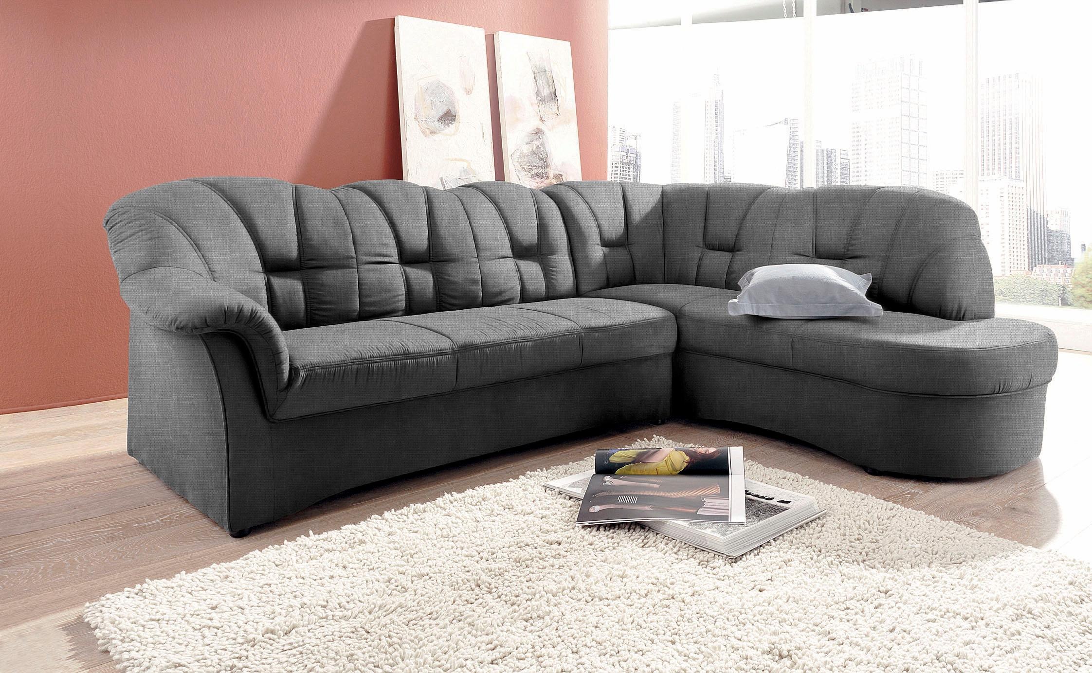 DOMO collection Ecksofa »Papenburg, zeitlose Rückensteppung, elegante Armle günstig online kaufen