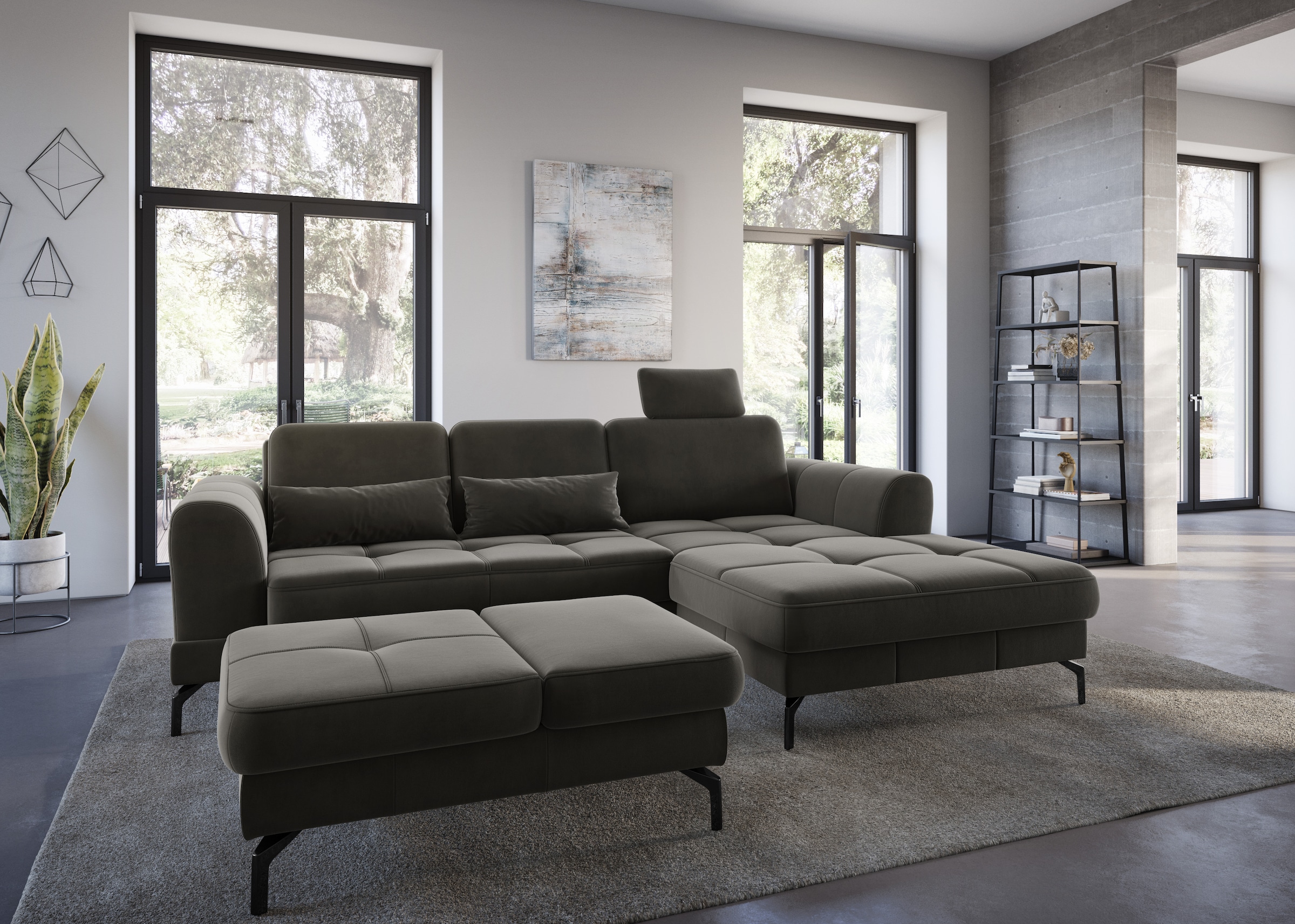 sit&more Ecksofa »Bendigo L-Form«, inklusive Sitztiefenverstellung, Bodenfreiheit 15 cm, 2 Fußfarben