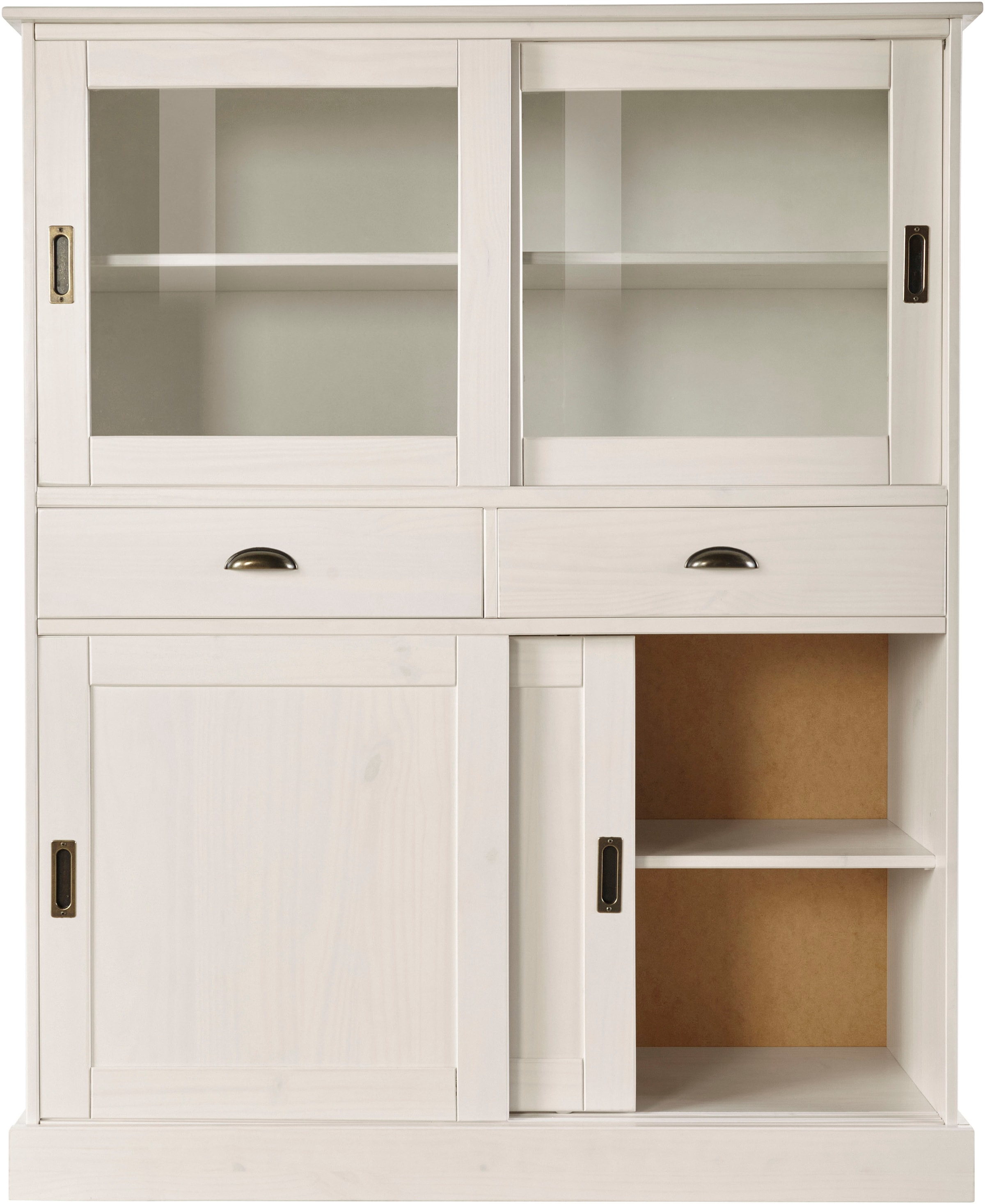 Home affaire Highboard »Schröder«, Vitrine aus massivem Kiefernholz, Breite 114 cm