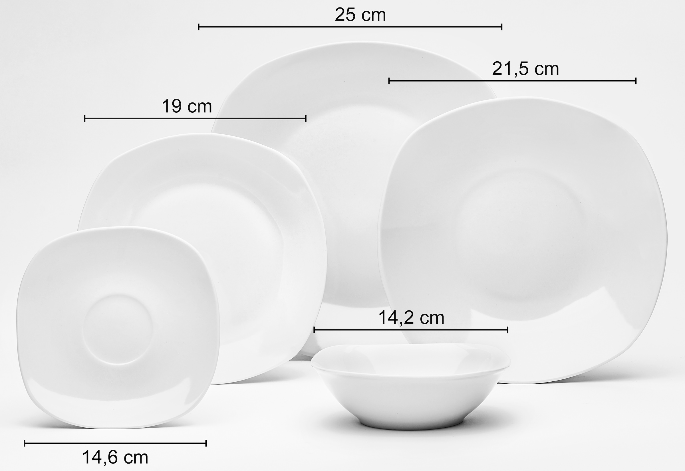 van Well Kombiservice »Geschirr-Set Altea, 32-teilig«, (Set, 32 tlg.), eckig, weiß, spülmaschinen- und mikrowellengeeignet