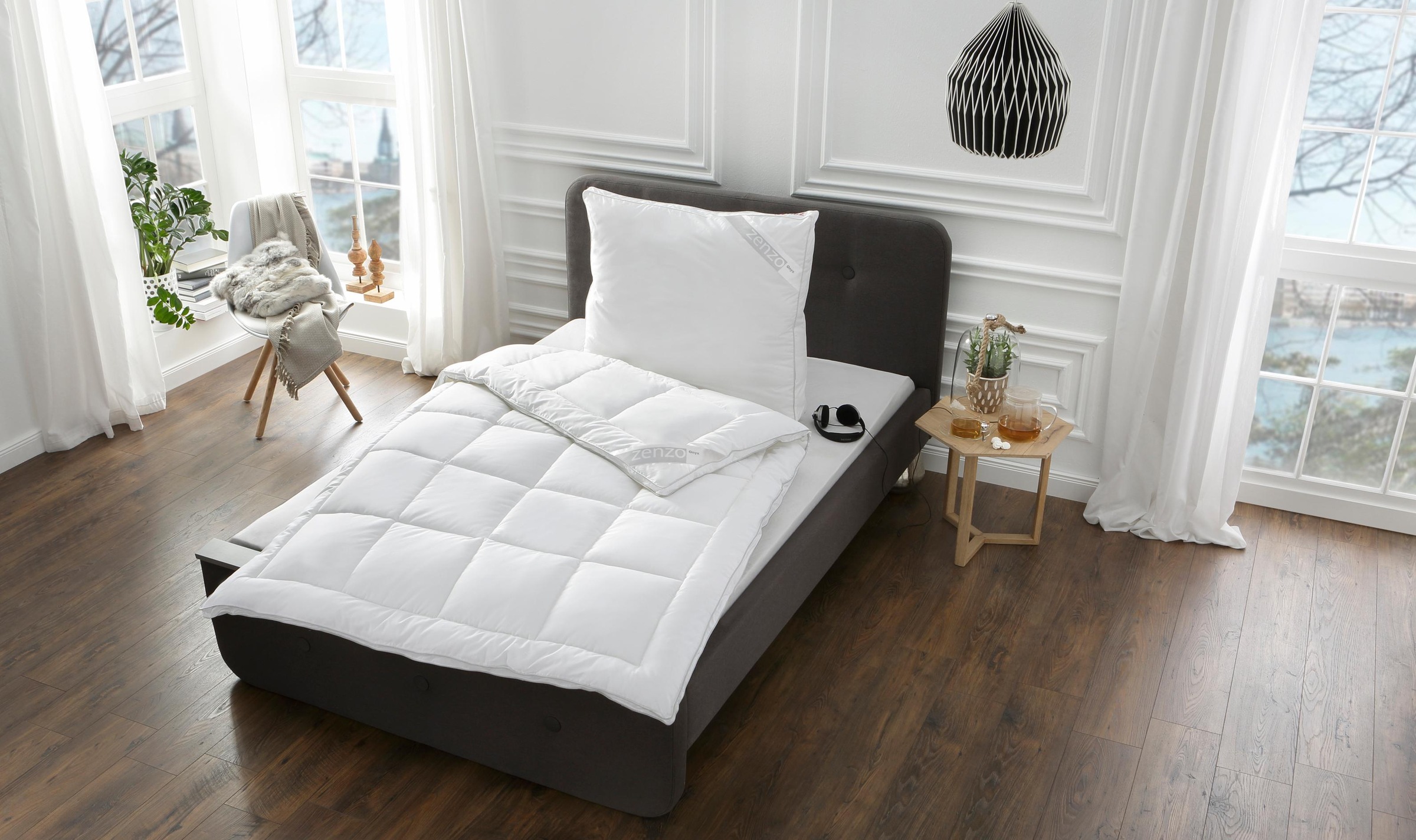 Zenzo Kunstfaserbettdecke »Onyx« normal Füllung 100% hochwertige Baumwolle günstig online kaufen