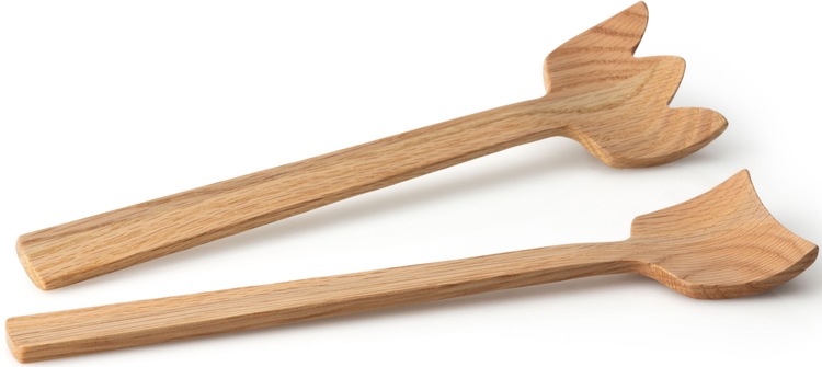 Salatbesteck »Tulip«, (Set, 2 tlg.), Eichenholz, jedes Stück ein Unikat
