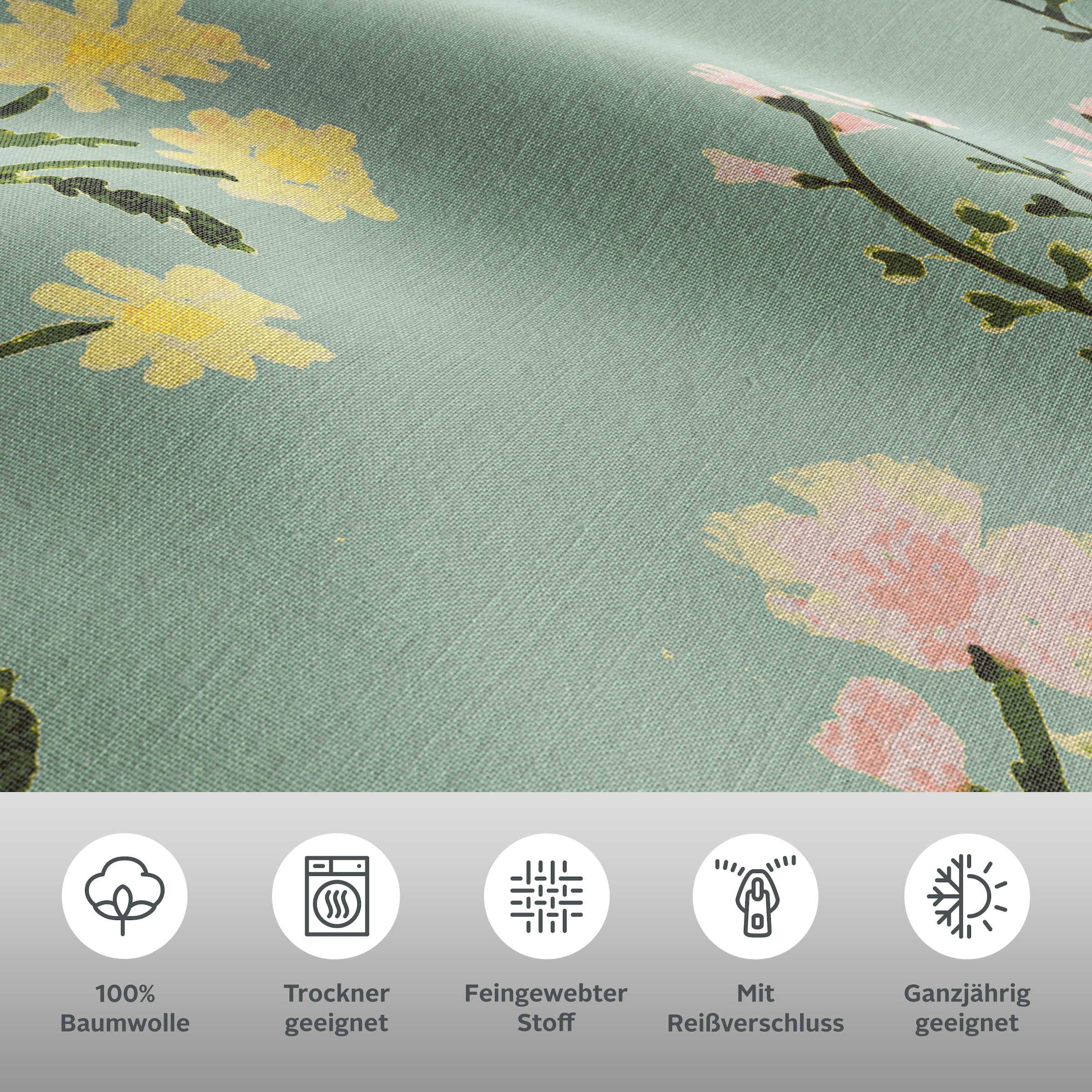 OTTO home Bettwäsche »Claara« 2 Stk. tlg. mit Blumen Design, skandinavisch, romantische Bettwäsche