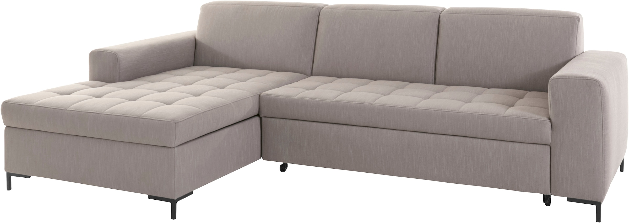 OTTO products Ecksofa »Grazzo, zeitlos & elegant, moderne Sitzheftung, Breite 266cm, L-Form« hochwertige Stoffe aus recyceltem Material, Steppung im Sitzbereich