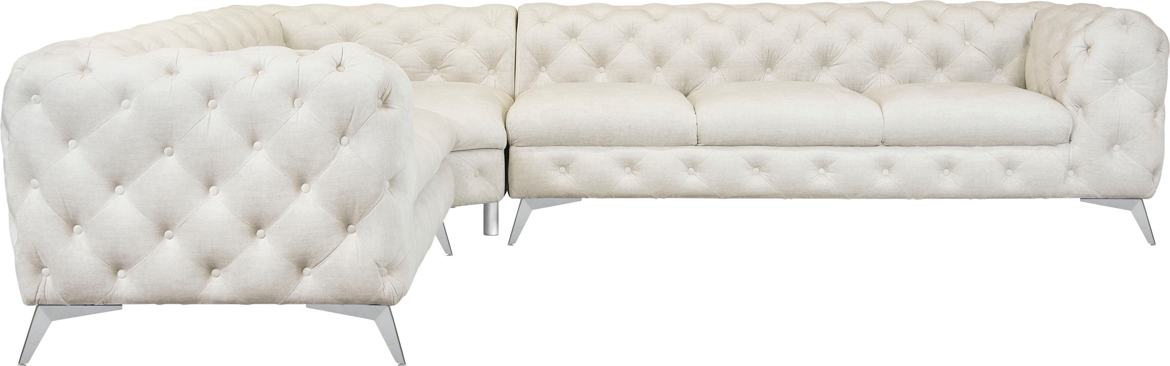 Leonique Chesterfield-Sofa »Ecksofa GLYNIS L-Form mit Wellenunterfederung, günstig online kaufen