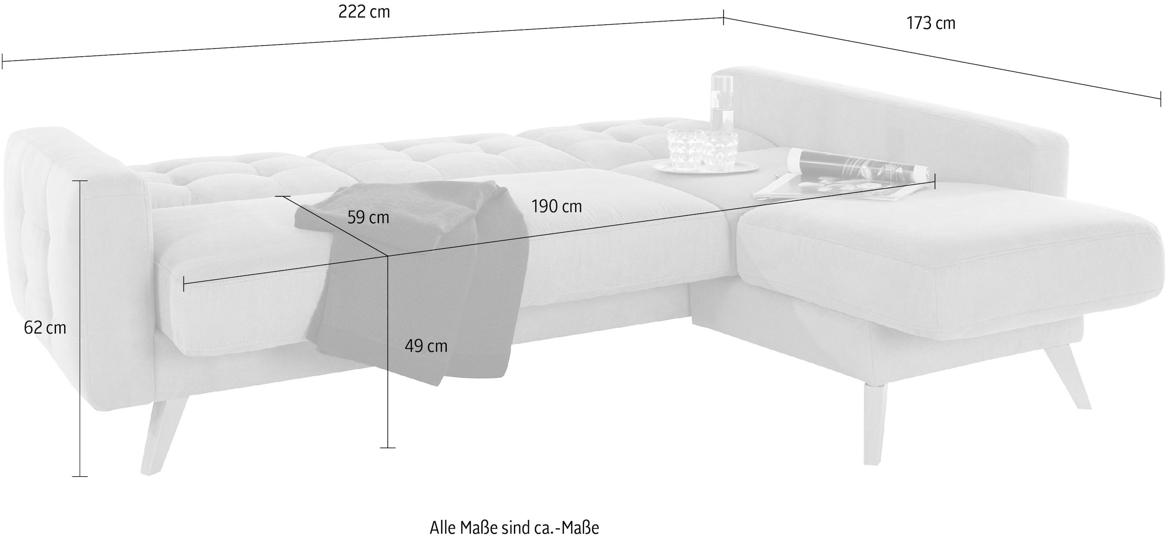 exxpo - sofa fashion Ecksofa »Nappa, kompakt und komfortabel, bequem, zeitloses Design, L-Form« tolle Detailverarbeitung, inkl. Bettfunktion und Bettkasten