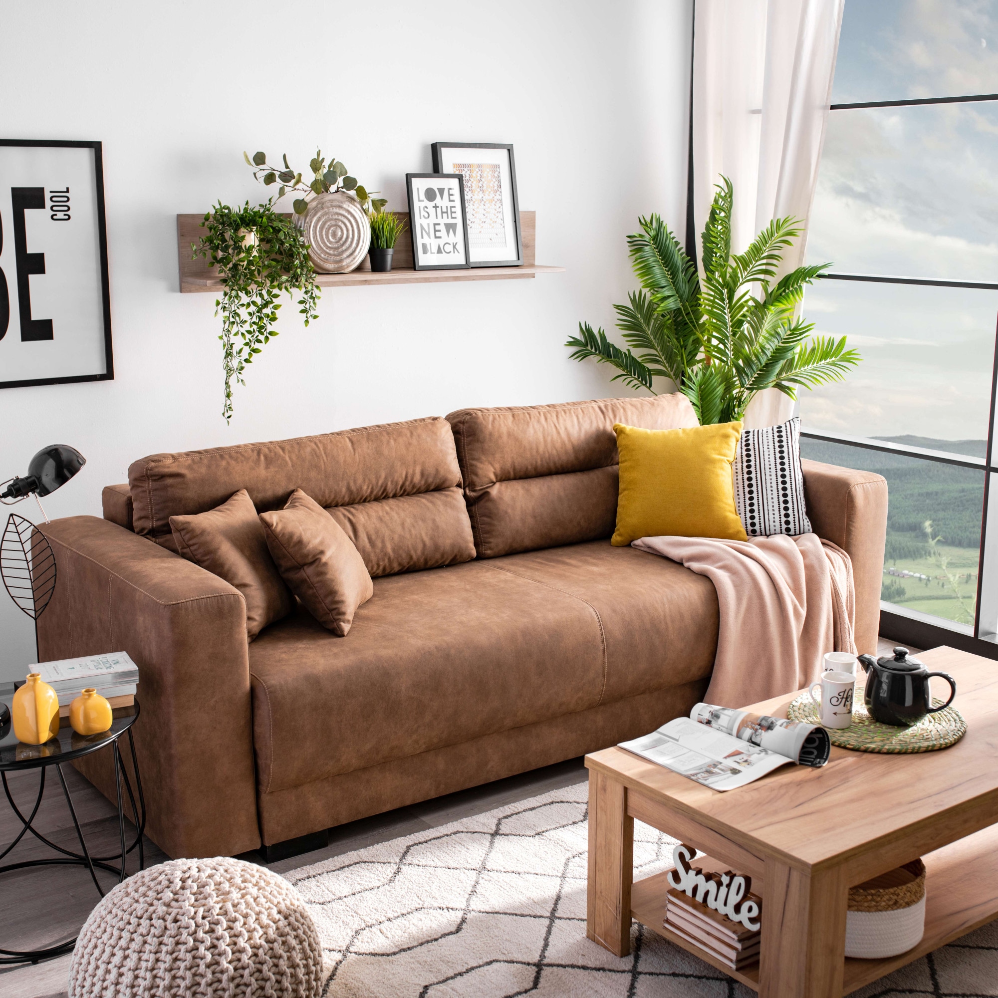 INOSIGN Schlafsofa »Witla, 237 cm, (Liegefläche 150/196 cm), mit Bettkasten«, inkl. loser Zier- und Rückenkissen und mit Federkernpolsterung