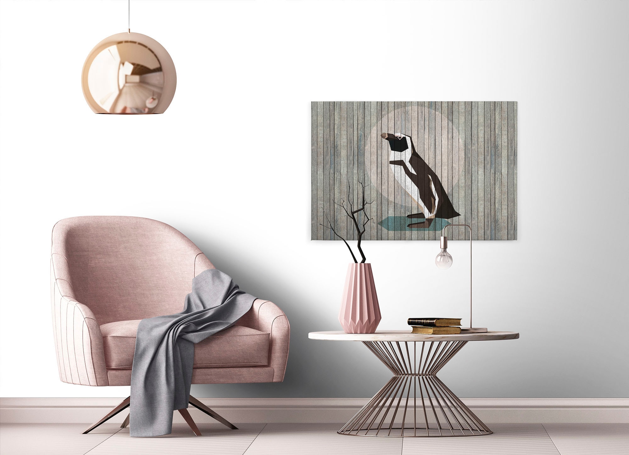 A.S. Création Leinwandbild »born to be wild 4«, Kunst-Tiere-Kinder, (1 St.), Keilrahmen Holzoptik Pinguin Tiere Leinwand-Bild Wohnzimmer modern