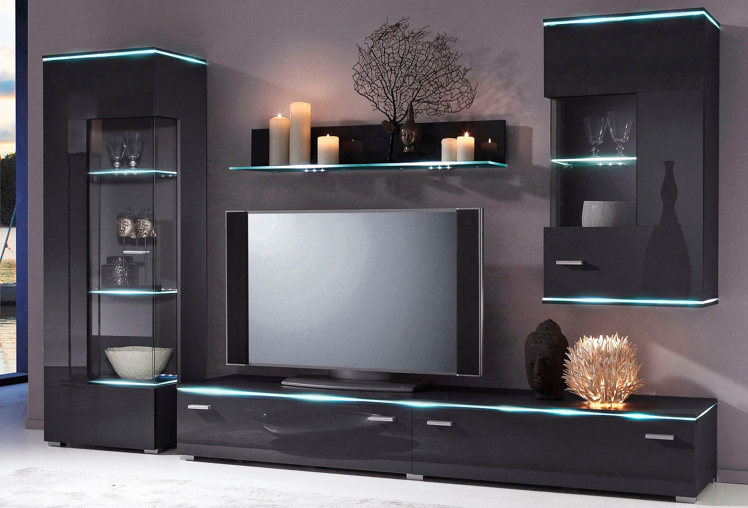 Höltkemeyer Wohnwand »Happy« Set besteht aus 1 Standvitrine, 1 Hängevitrine günstig online kaufen