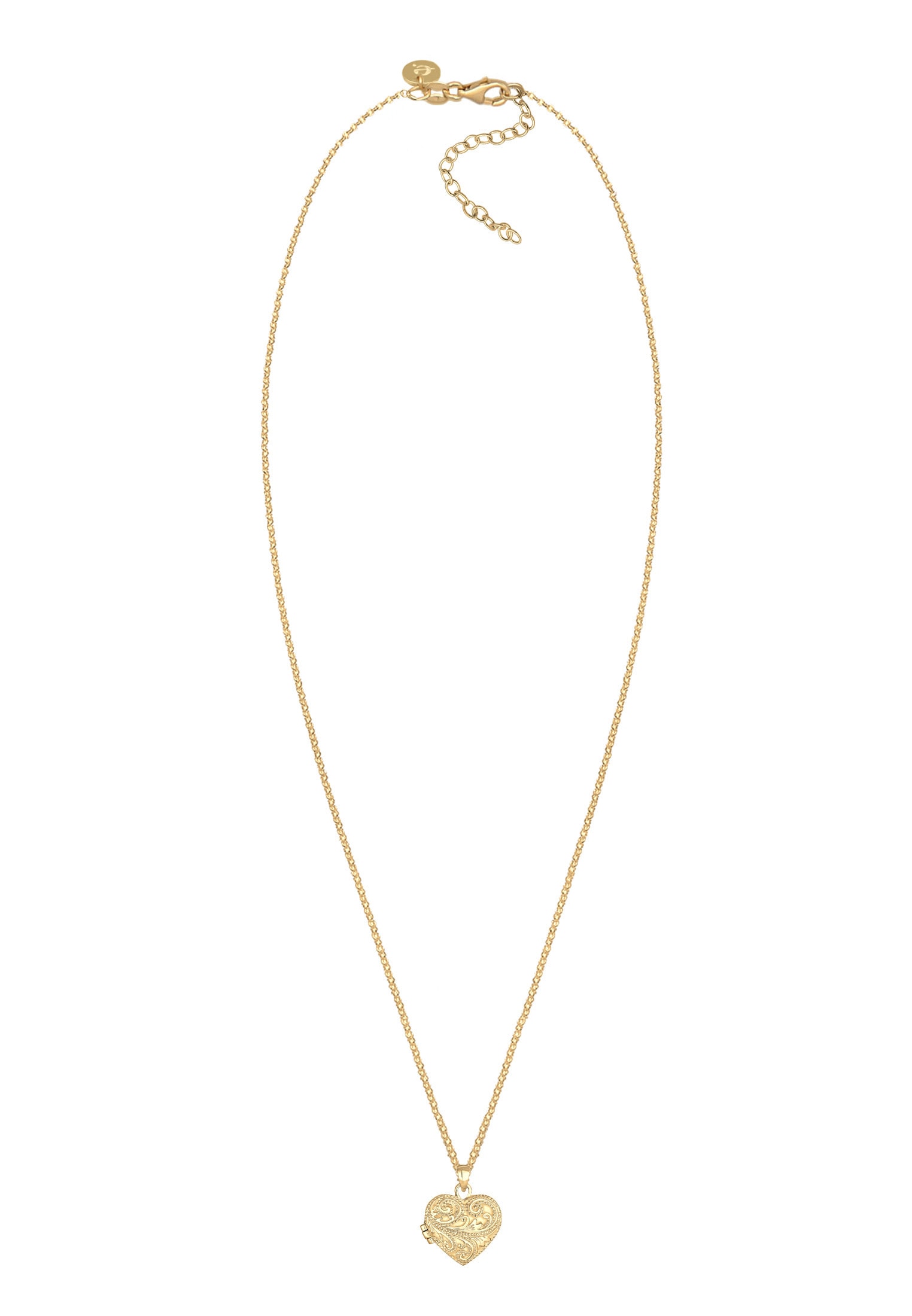 Elli Premium Kette mit Anhänger »Ornament Amulett Medaillon Herz 925 Sterling Silber vergoldet«