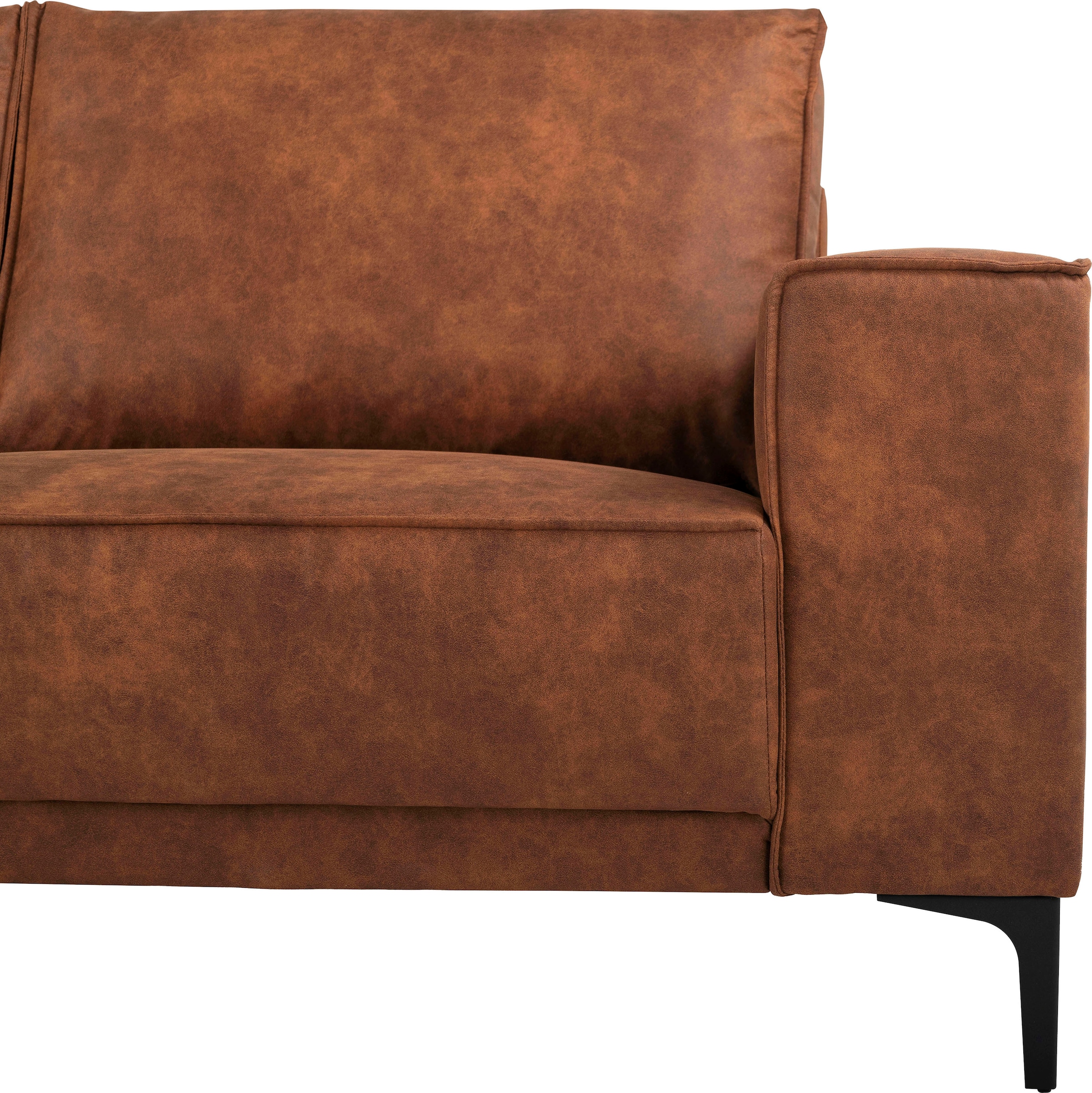 Places of Style Ecksofa »Polsterecke Oland, Struktur, Flachgewebe, Luxus-Microfaser, Boucle«, L-Form, 280 cm, Wellenunterfederung, Skandi-Design, Metallfüße