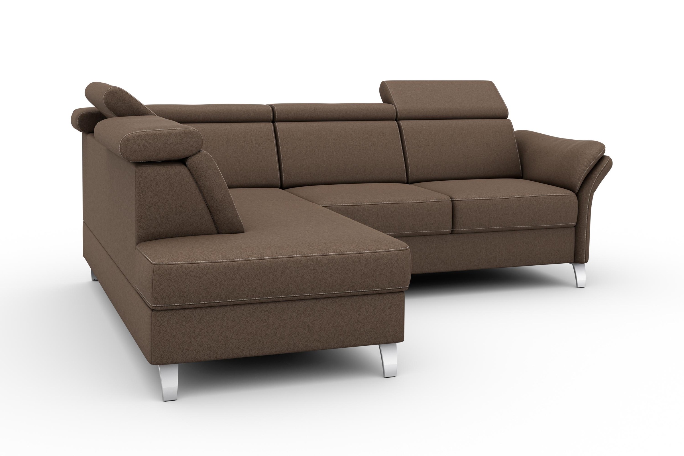 sit&more Ecksofa »Vincenzo L-Form«, inklusive Kopfteilverstellung, wahlweise mit Bettfunktion, Bettkasten