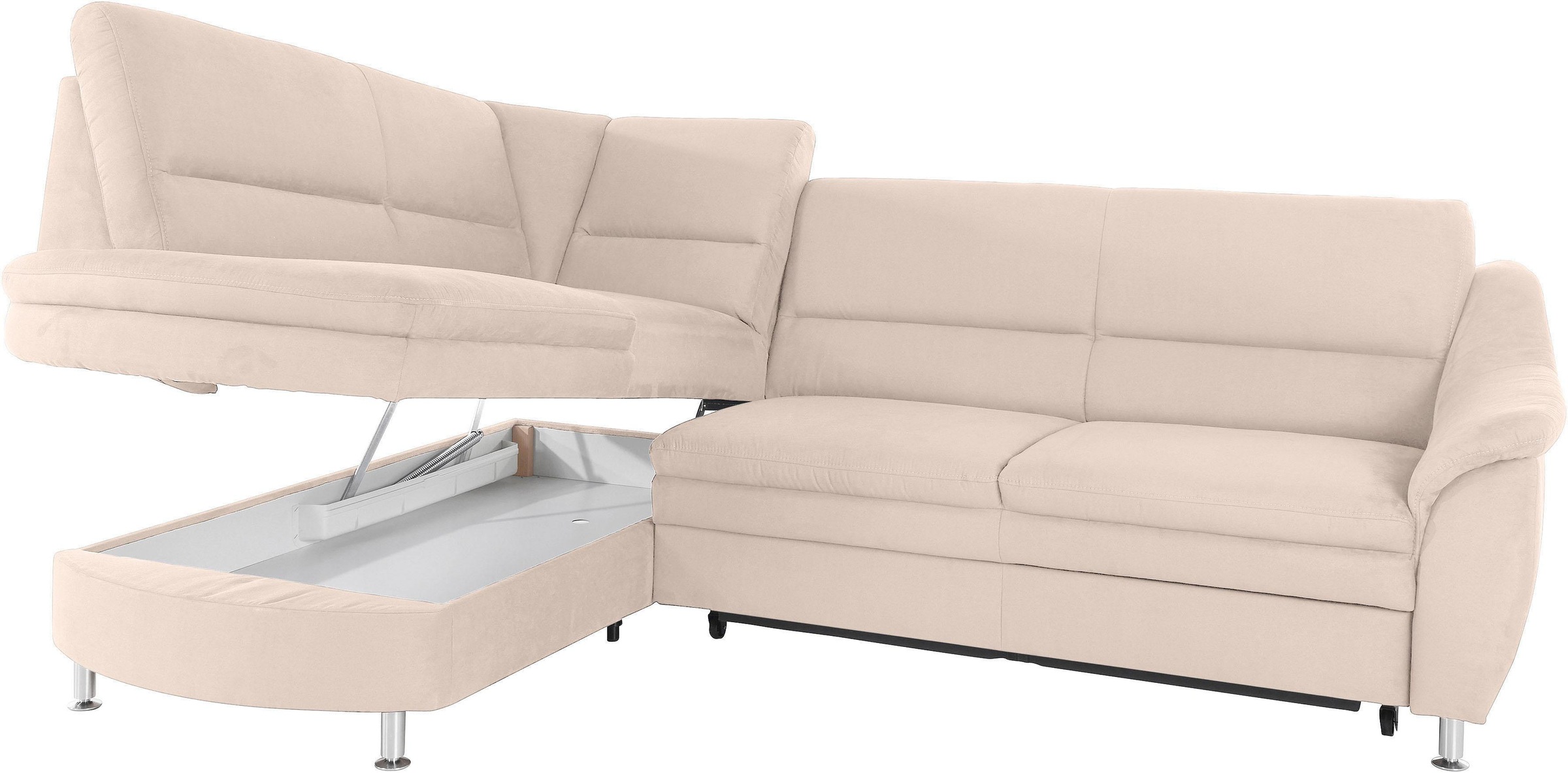 Places of Style Ecksofa »Cardoso L-Form«, Federkern, wahlweise mit Bett, Schubkasten