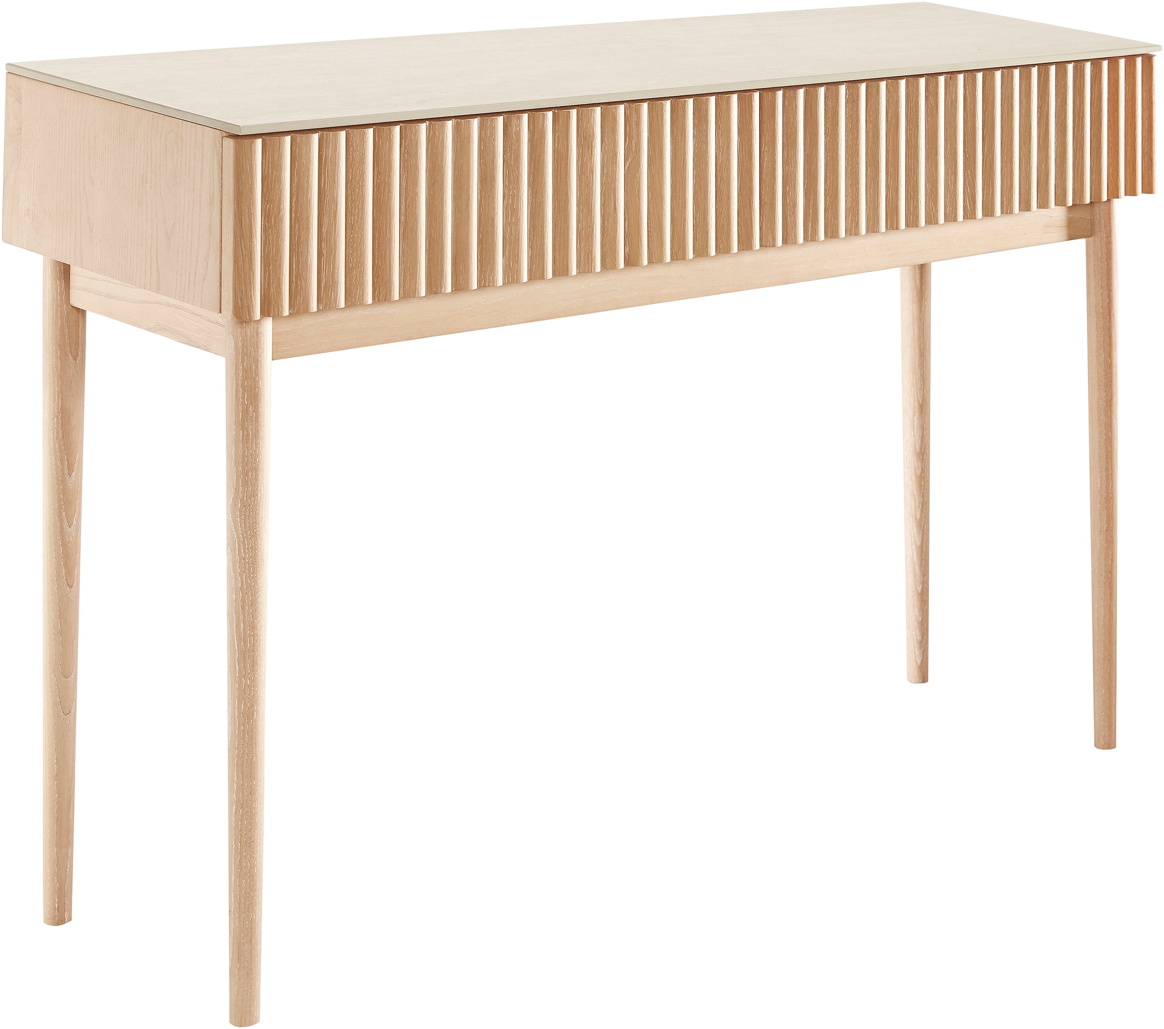 homsy by Ana Johnson Schminktisch »Solva« Holzoptik aus Esche, geriffelte Front, Keramikplatte, Breite 118 cm