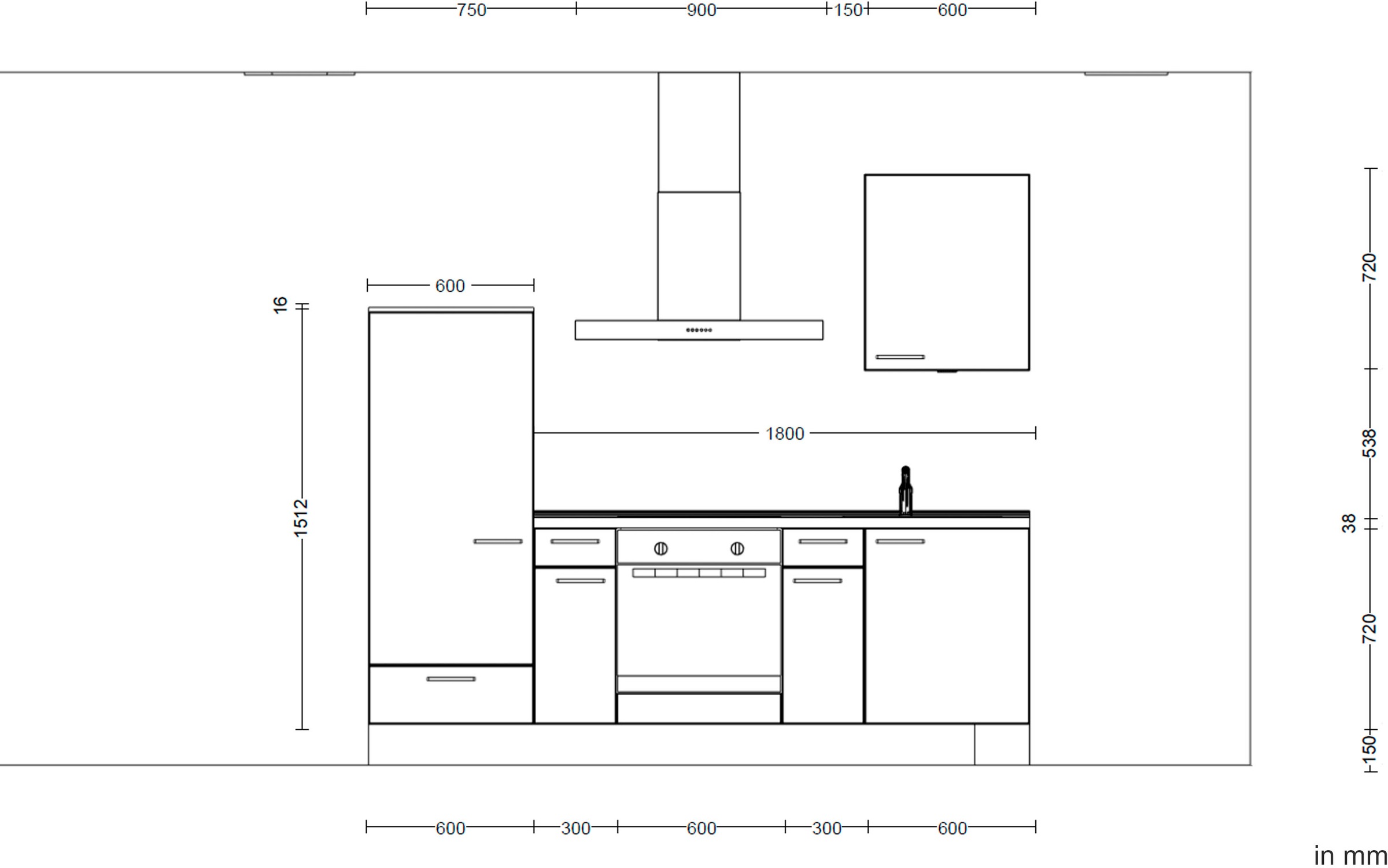 nobilia® Küchenzeile »"Touch I"« vormontiert, Ausrichtung wählbar, Breite 240 cm, wahlw. mit E-Geräten