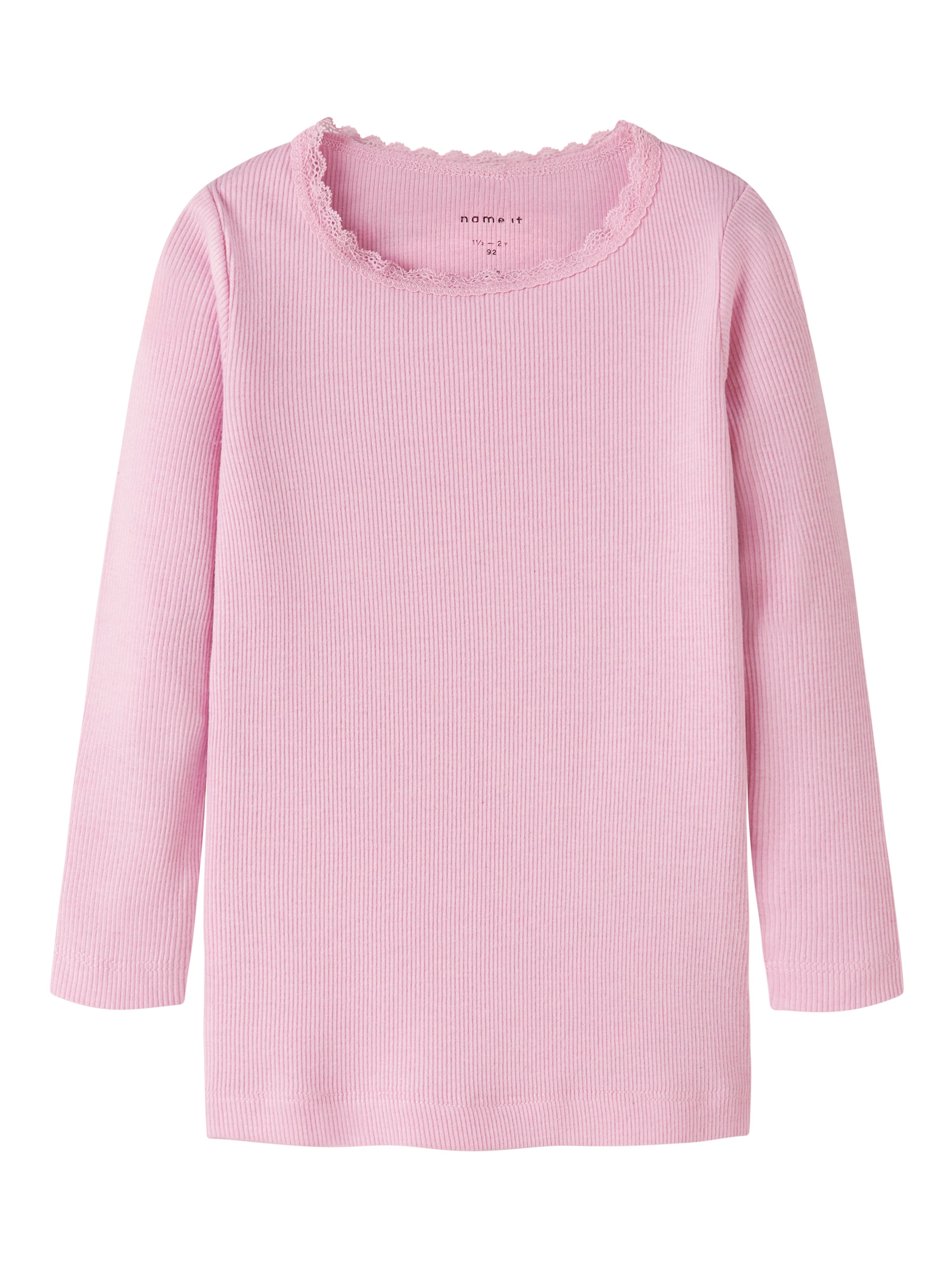 Name It Langarmshirt »NMFKAB LS TOP NOOS«, in Feinripp und mit süßer Spitzenkante am Ausschnitt