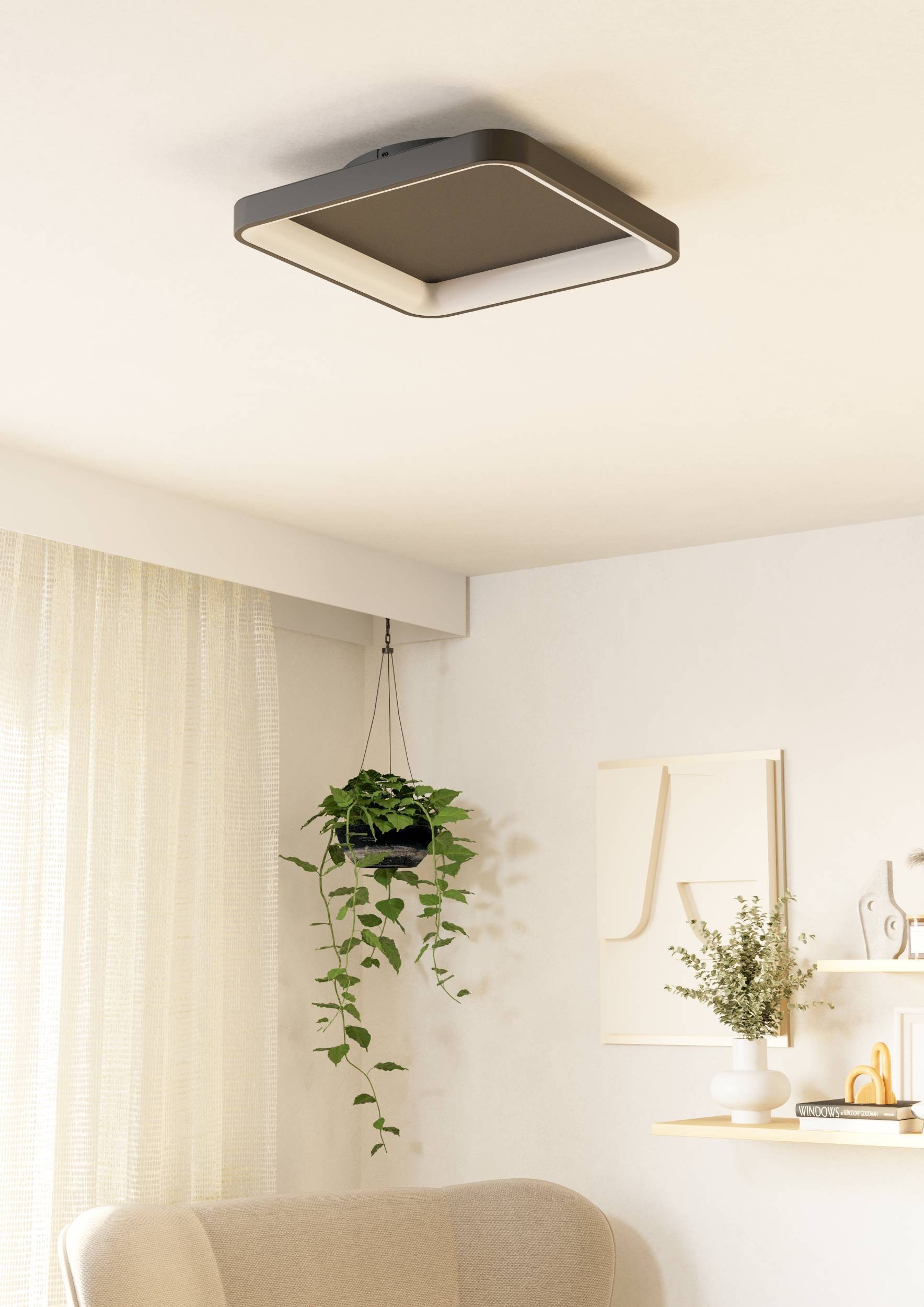 EGLO Deckenleuchte »Loretello Deckenlampe, Wohnzimmerlampe, Metall und Kunststoff, Lampe« LED-Modul 1 Stk. Kaltweiß | Neutralweiß | Warmweiß Wand-/Deckenleuchte - L35 x B35 x H7,5 cm - schwarz - 12W inkl.