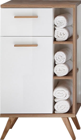 Saphir Unterschrank »Quickset Badschrank mit 1 Schublade, 1 Tür, seitlichen Ablagen«, Badezimmer-Unterschrank inkl. Türdämpfer, 50,5 cm breit