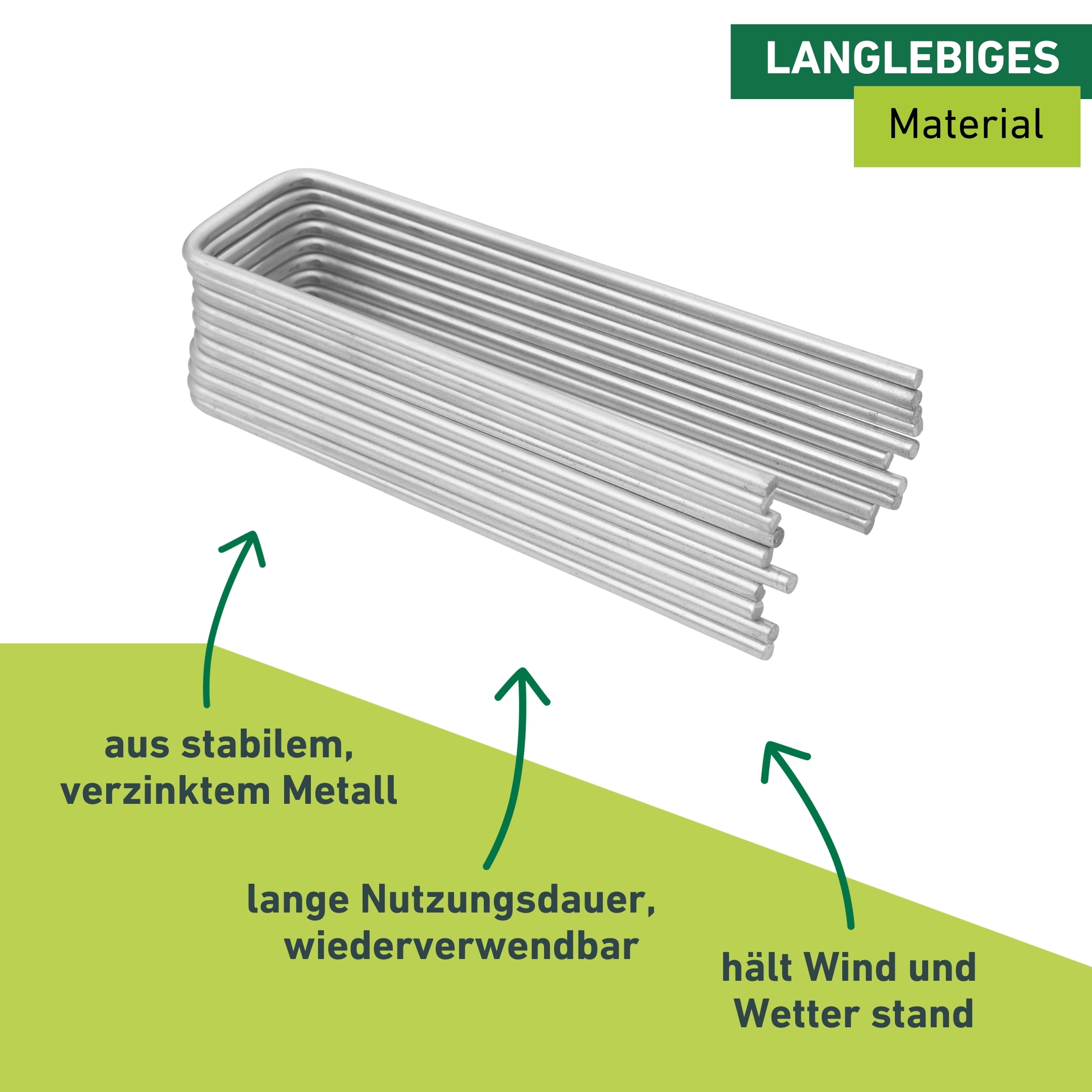 Windhager Gartenvlies »Befestigungshering aus Metall, wiederverwendbar, 10 Stk.« Packung, 10 Stk. tlg. Bodenanker für Folien, Vlies, erhältlich in 4 x 14 cm oder 15 x 25 cm