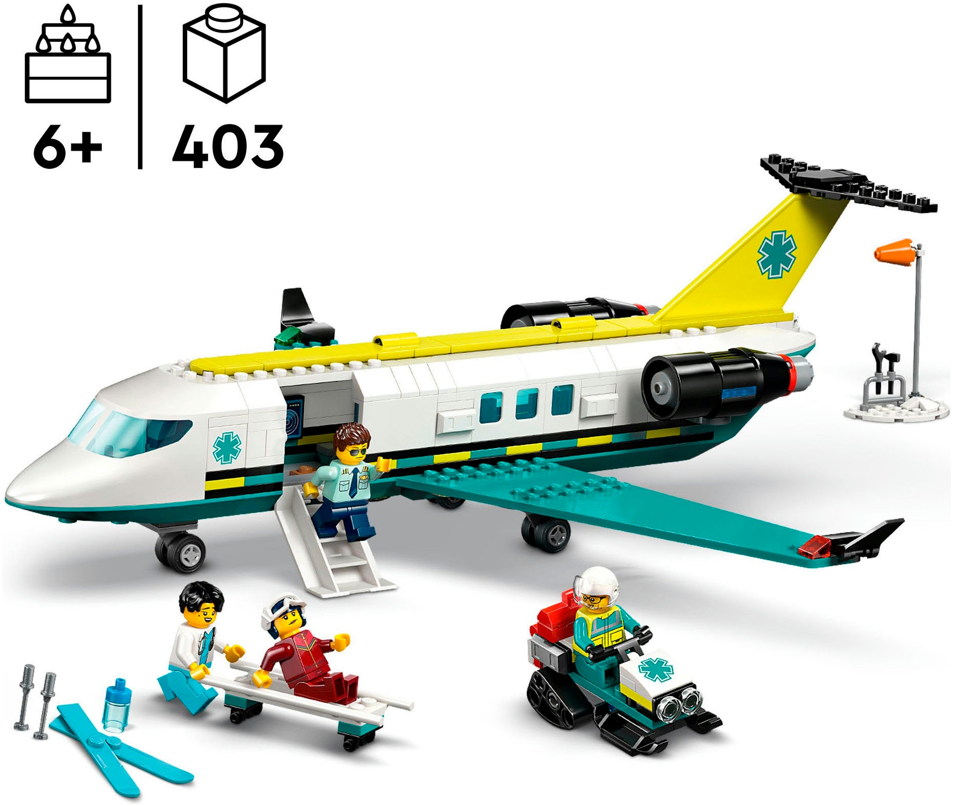 LEGO® Konstruktionsspielsteine »Notfallrettungsflugzeug (60465), LEGO City«, (403 St.), Made in Europe