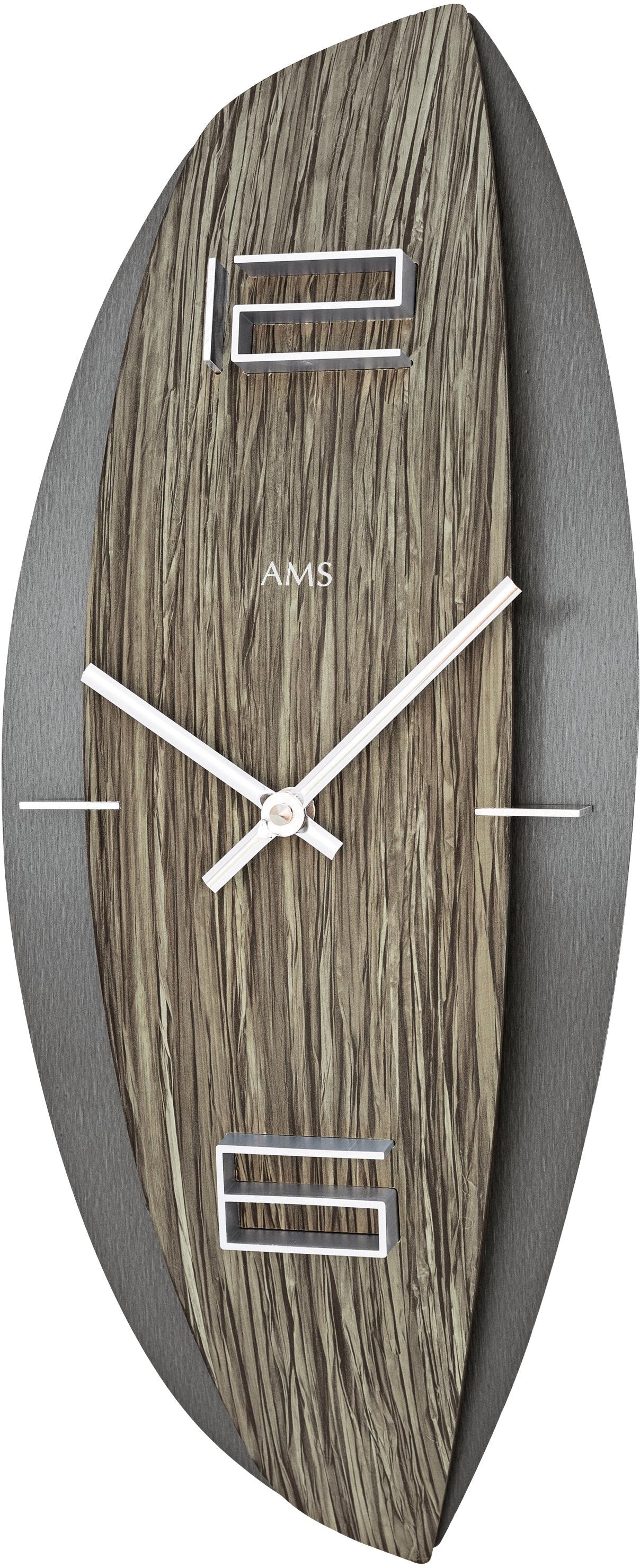 AMS Wanduhr »W9600«, Made in Germany,Quarz,Aluminium,Holz,Wohnzimmer,Küche, günstig online kaufen