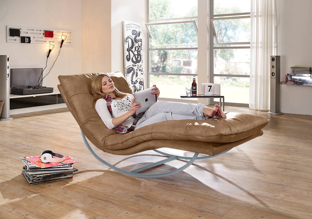 W.SCHILLIG Relaxliege »daily dreams« in Waffelkissen-Optik, Schaukelgestell silber matt, in 2 Breiten