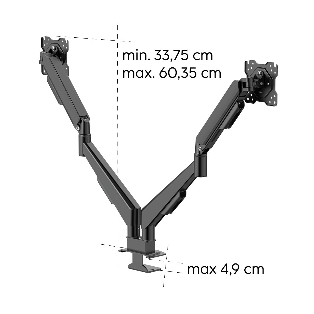 Hama Monitor-Halterung »Doppelmonitorhalterung höhenverstellbar für 17-35 Zoll Monitore« bis 89 cm Zoll Gasfeder, 360° Rotation, VESA, Kabelmanagement, Dualarm