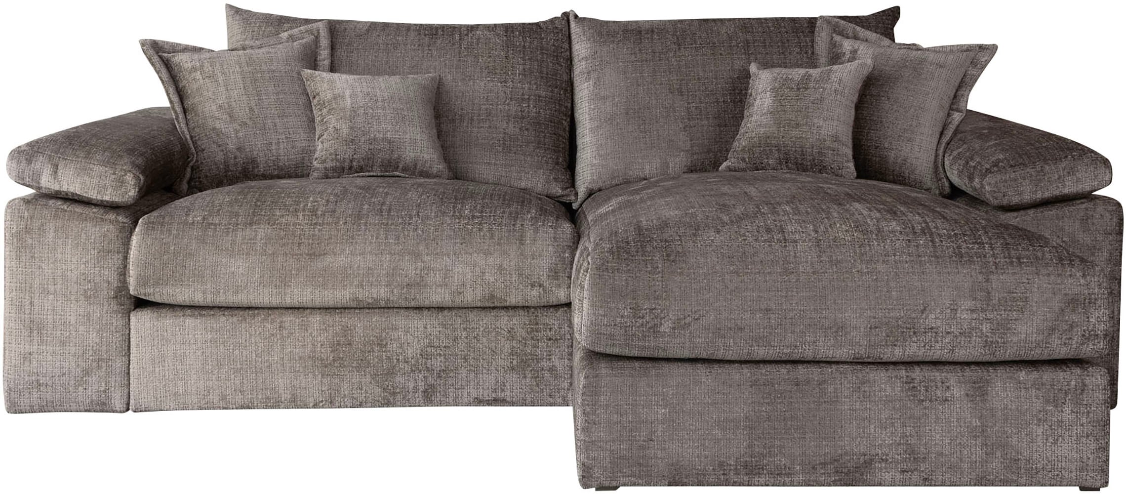Home affaire Ecksofa »Soft&Cosy XL L-Form, B: 246 cm«, Mega-Sofa, Cord oder Chenille-Struktur, mit Federkern & 4 Zierkissen
