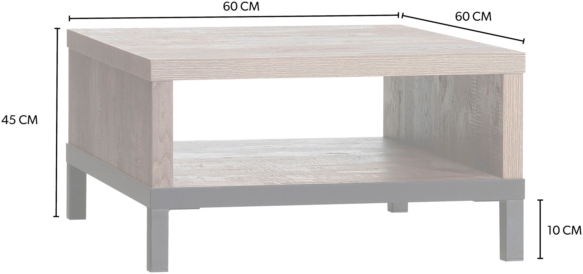 OMG Design Couchtisch »Stanley«, (1 St.), Zeitloser Landhausstil, mit Metallgestell