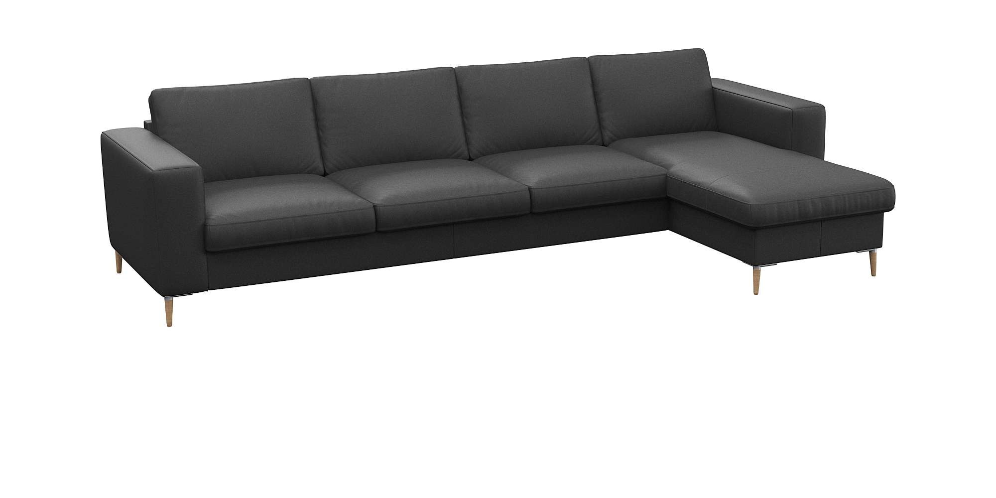 FLEXLUX Ecksofa »Fiore, super Sitzkomfort durch Kaltschaum im Sitz, L-Form«, breite Armlehnen, Füße Alu+ Eiche