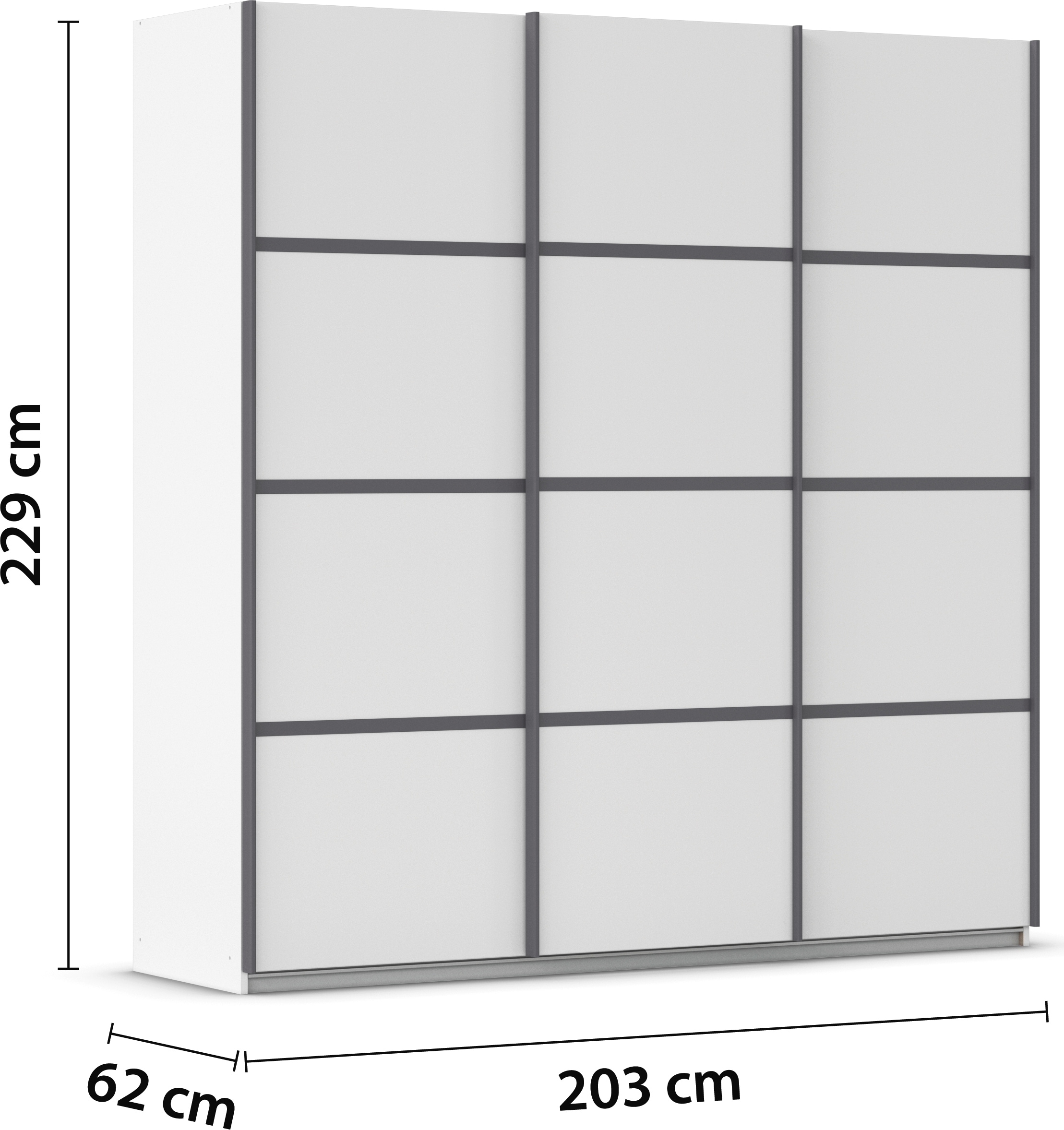 rauch Kleiderschrank »Schwebetürenschrank OTTO´s Choice Garderobe Schrank TOP ANGEBOT Avola«, (in 3 verschiedenen Ausstattungen BASIC/CLASSIC/PREMIUM), mit eleganten Zierleisten in Chrom, Schwarz oder Weiß MADE IN GERMANY