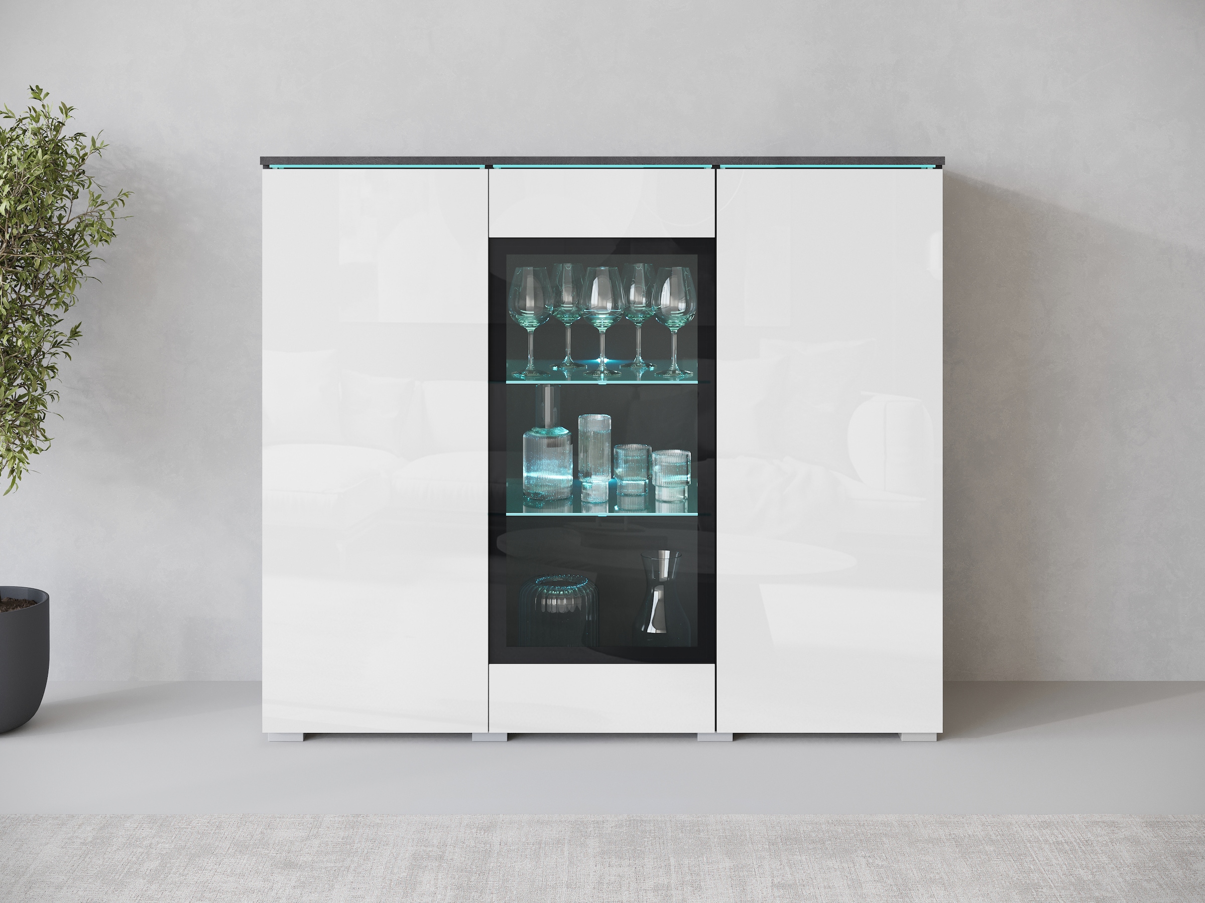 INOSIGN Highboard »Vera«, Highboard mit 4 Türen, 9 Fächern, verglasten Türen