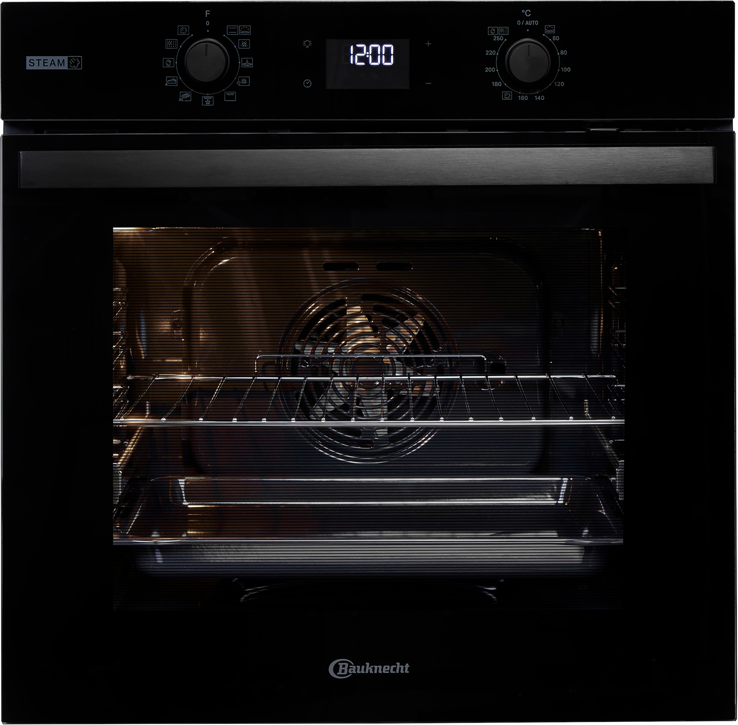 BAUKNECHT Backofen-Set »BAKO 800 Pyro Steam« mit 1-fach-Teleskopauszug FlexiClean - zwei mühelose Reinigungsfunktionen (Pyrolyse & Hydrolyse) je nach Bedarf Set, 2 Stk. tlg. GentleSteam – für ein saftiges Inneres und ein knuspriges Äußeres