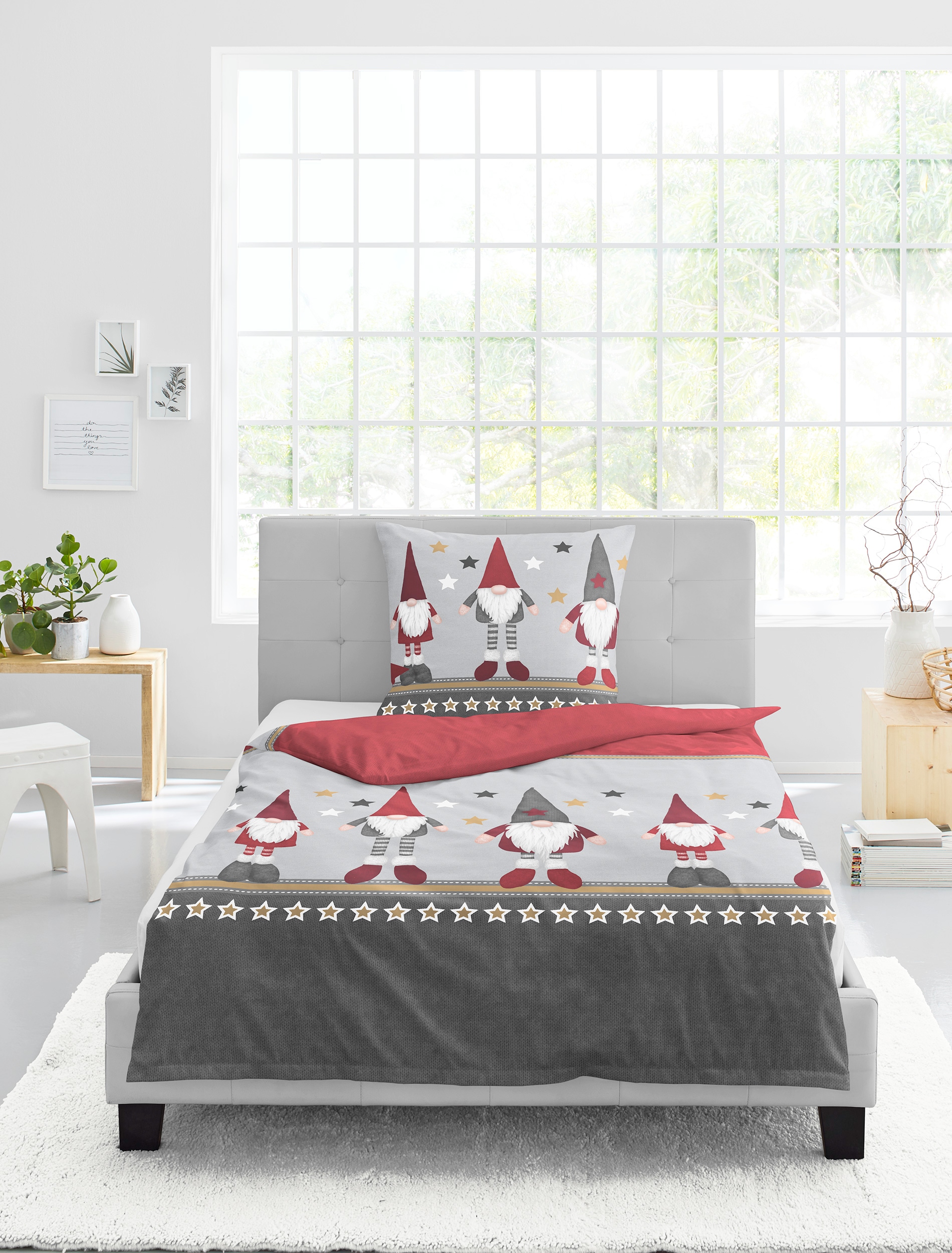 BIERBAUM Bettwäsche »4104« 2 Stk. tlg. Mako-Satin und Biber, 100% Baumwolle, pflegeleicht, kuschelig weich