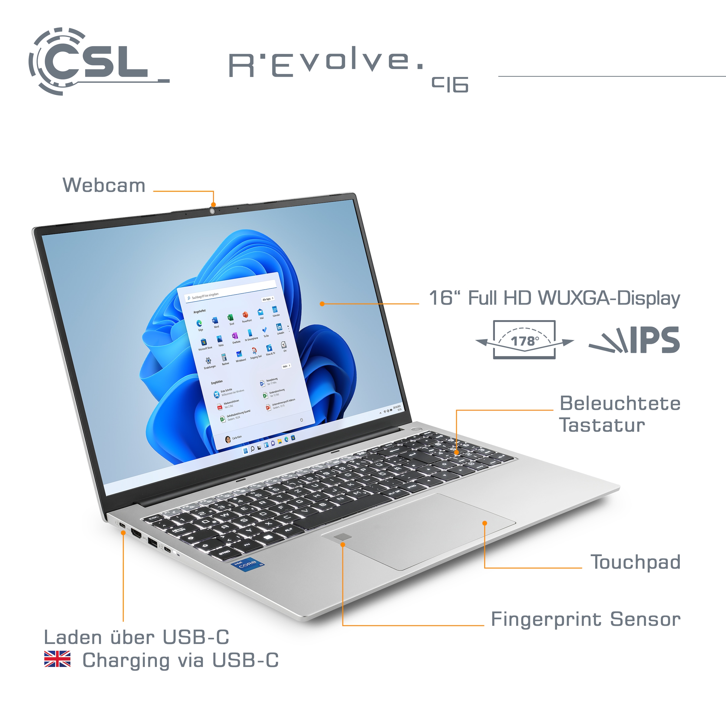 CSL Notebook »R'Evolve C16«, 40,64 cm, / 16 Zoll, Intel, Core i5, 500 GB SSD