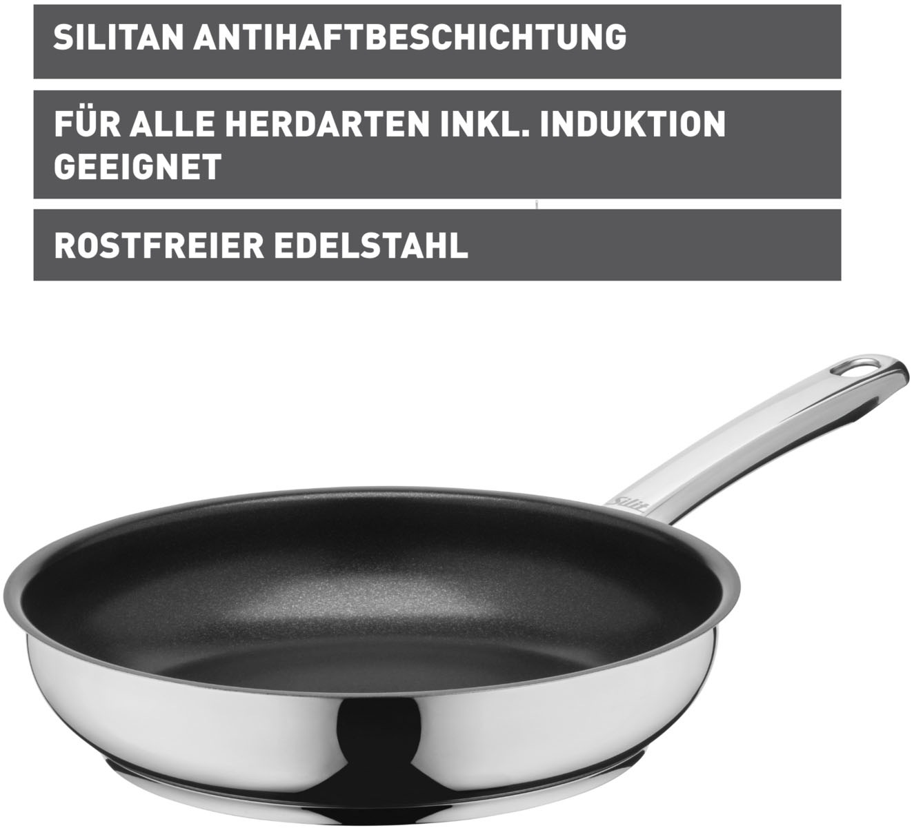 Silit Bratpfanne »Calabria Induktion«, Cromargan® Edelstahl Rostfrei 18/10, (1 tlg.), mit Antihaftbeschichtung, für alle Herdarten geeignet