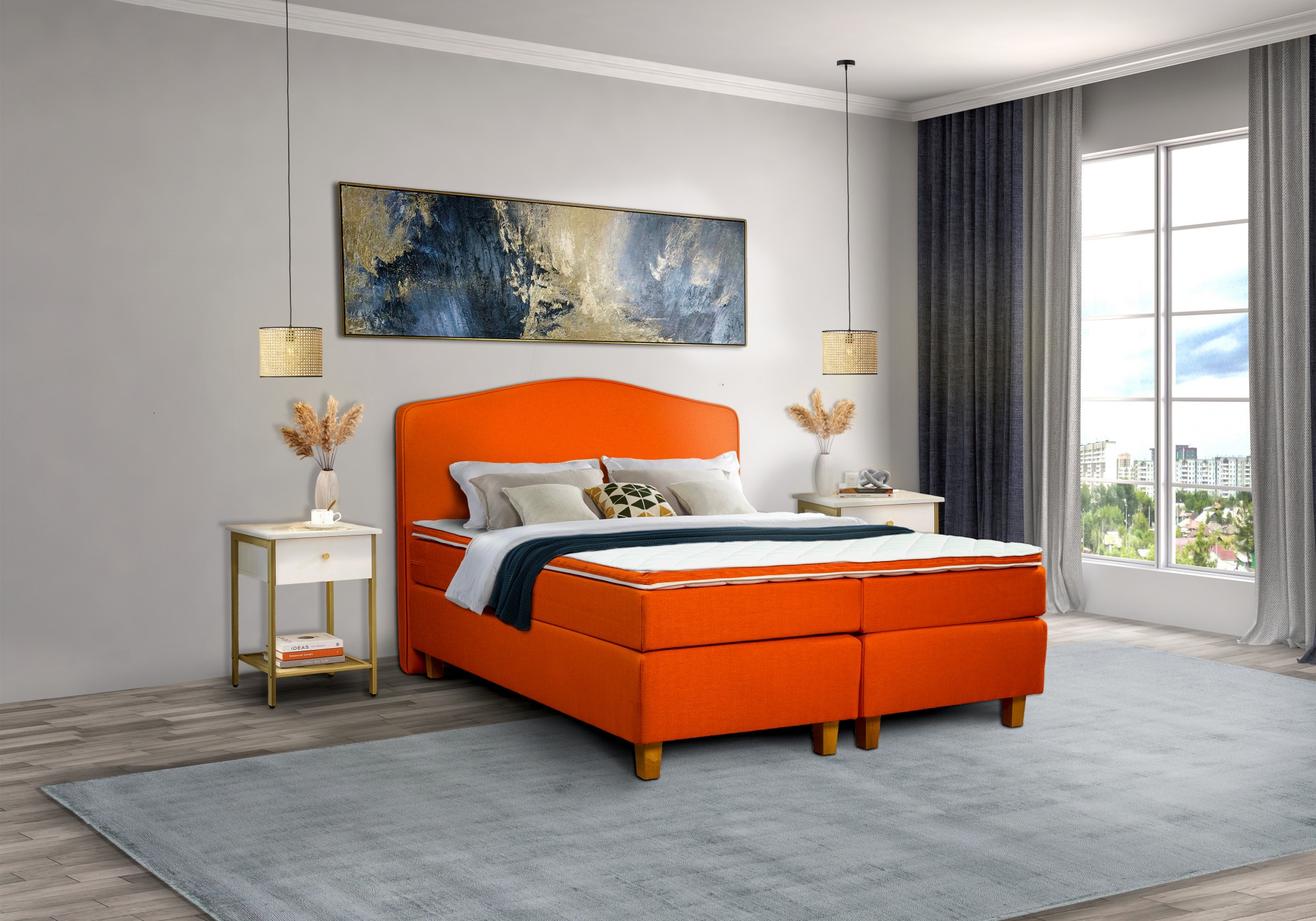 INOSIGN Boxspringbett »Jalma«, Füße aus massiver Birke ; Inkl. Topper
