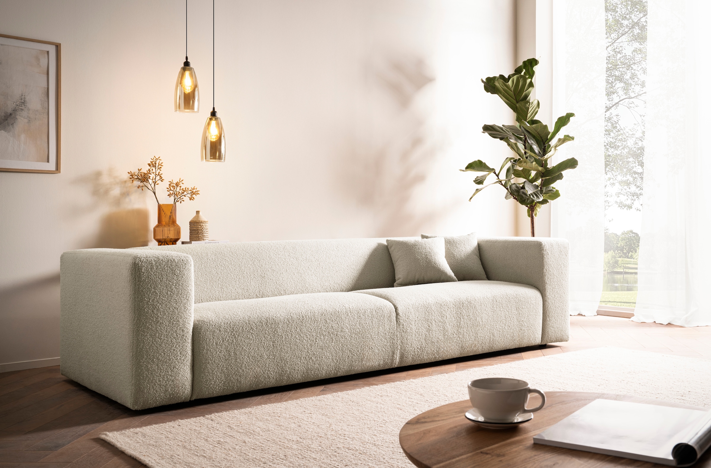 andas 3-Sitzer »BAKELS, Couch in Cord oder Boucle-Stoff, Sofa im modernen Design«, bequemer Sitzkomfort,in 2 Stoffen und 8 Farben lieferbar
