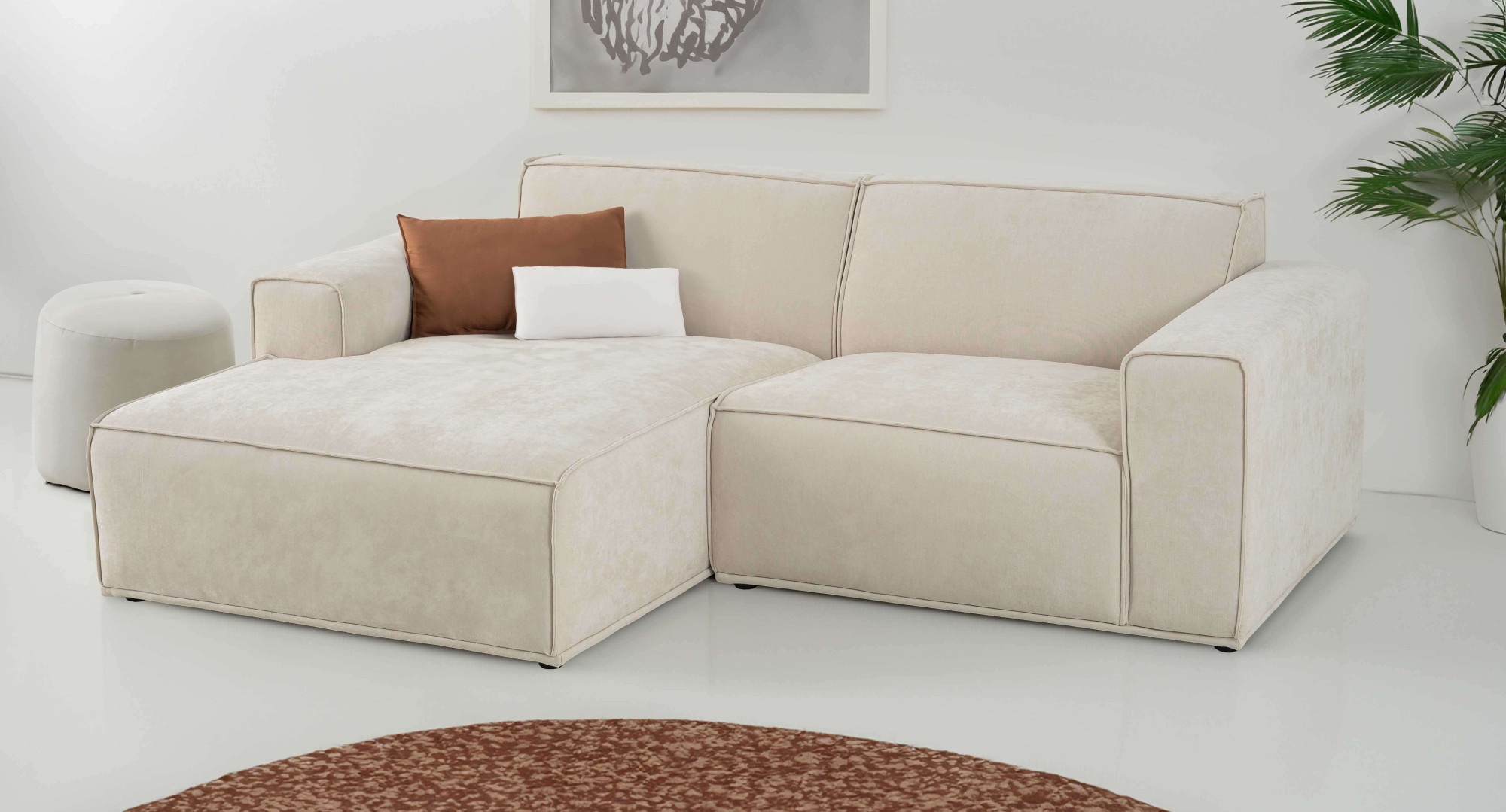 Home affaire Ecksofa »Avelin, 228 cm, L-Form, Chenille, Struktur-Boucle«, m günstig online kaufen