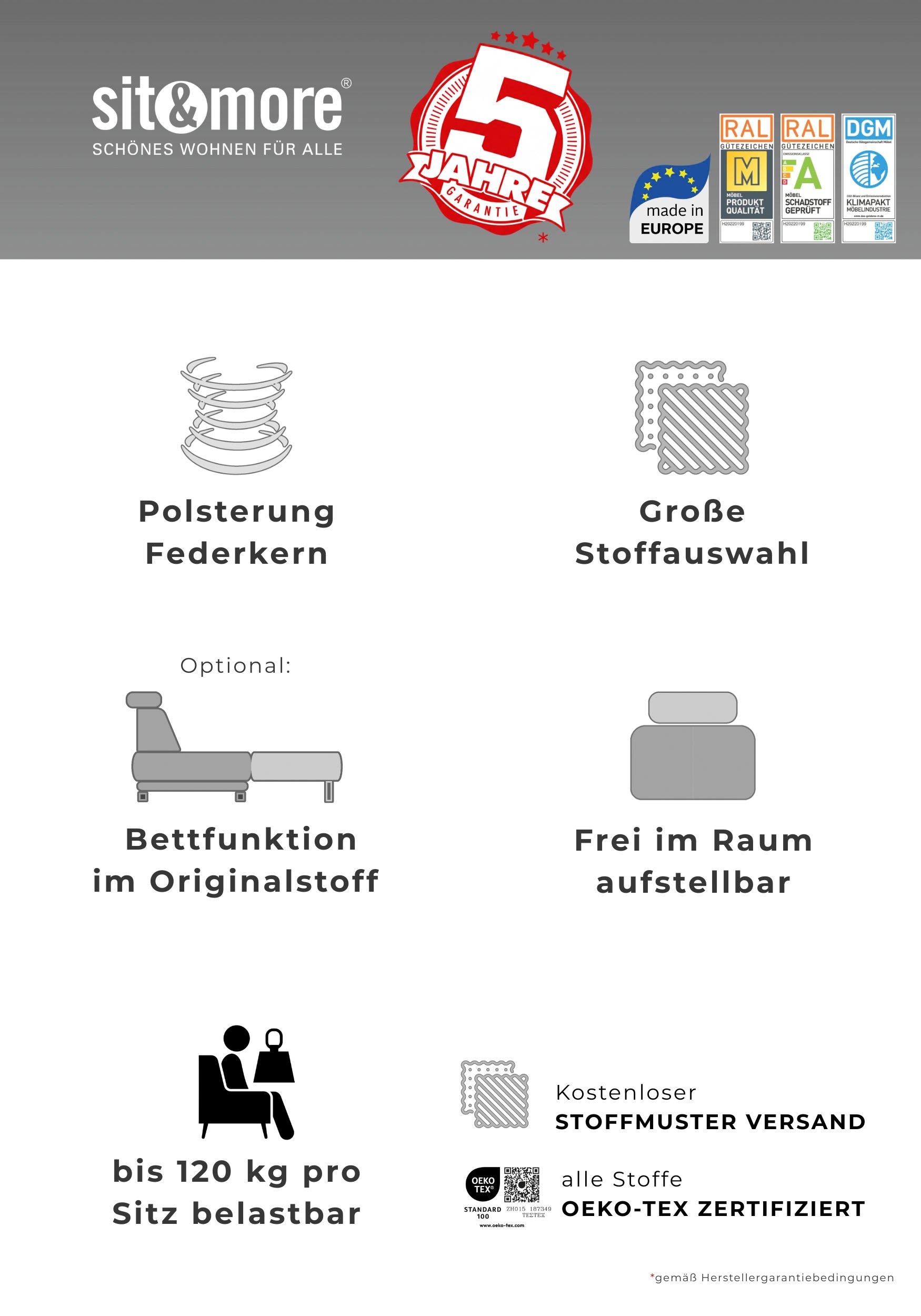 sit&more 2-Sitzer »Savona« mit Federkern