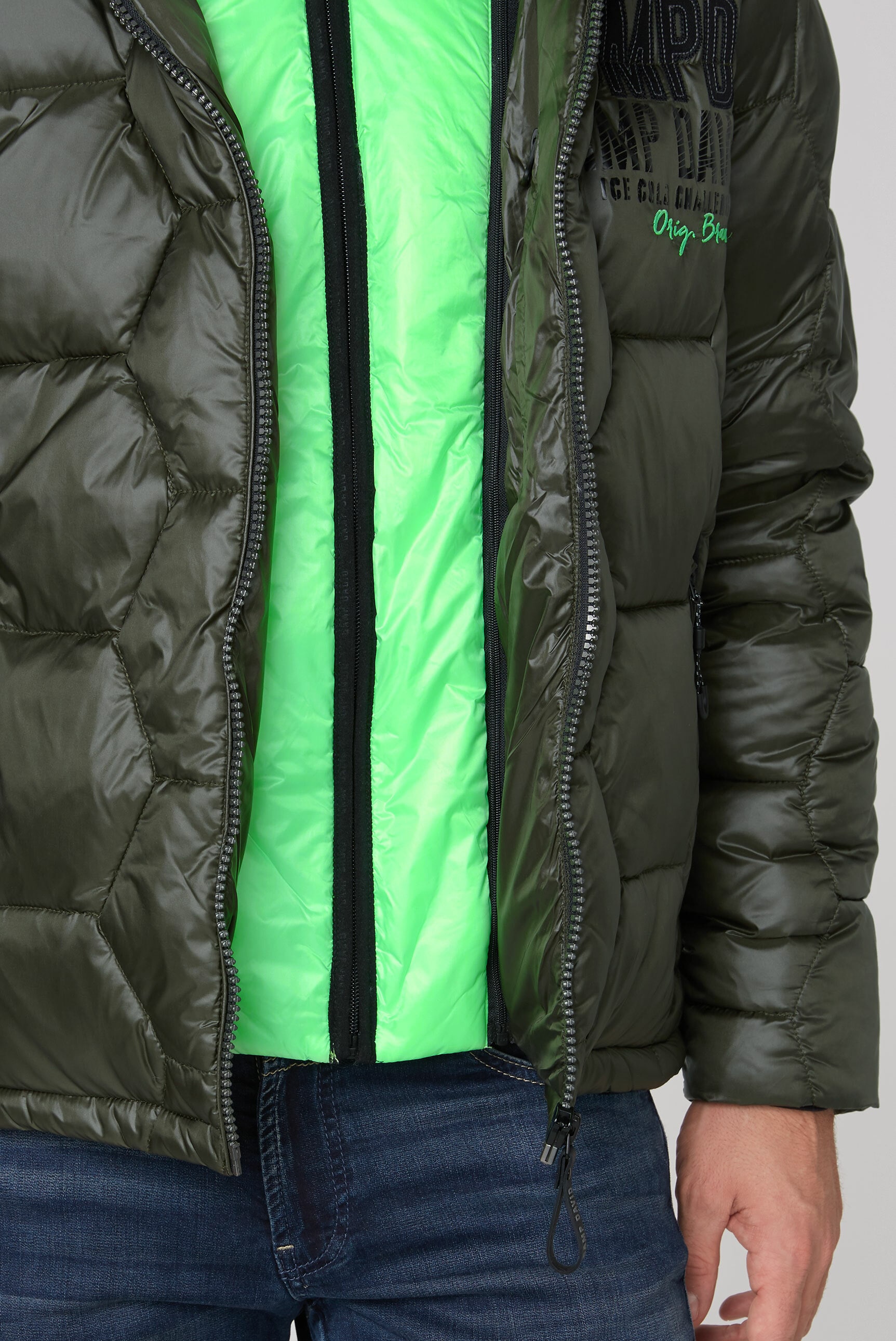 CAMP DAVID Winterjacke, mit Kapuze, mit farbiger Doppelkapuze