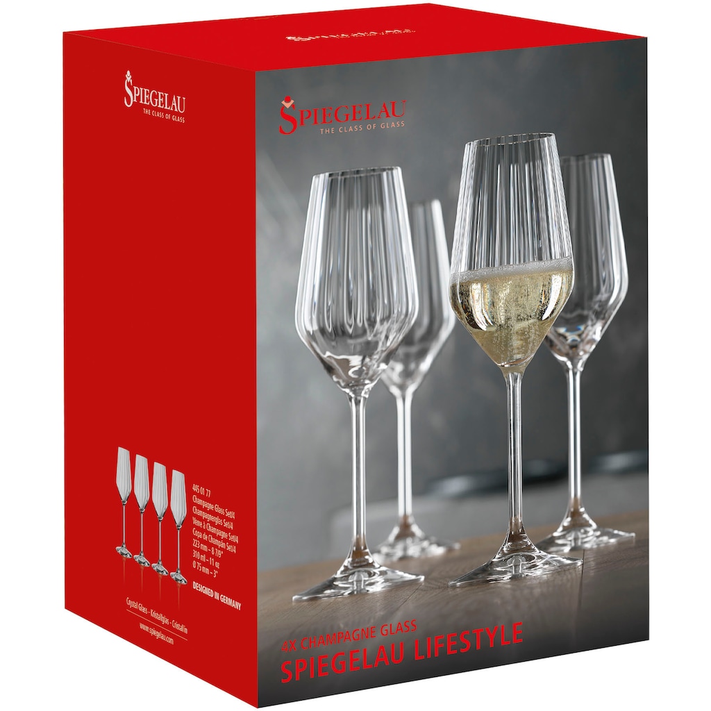 SPIEGELAU Champagnerglas »LifeStyle«, (Set, 4 tlg., Set bestehend aus 4 Gläsern)