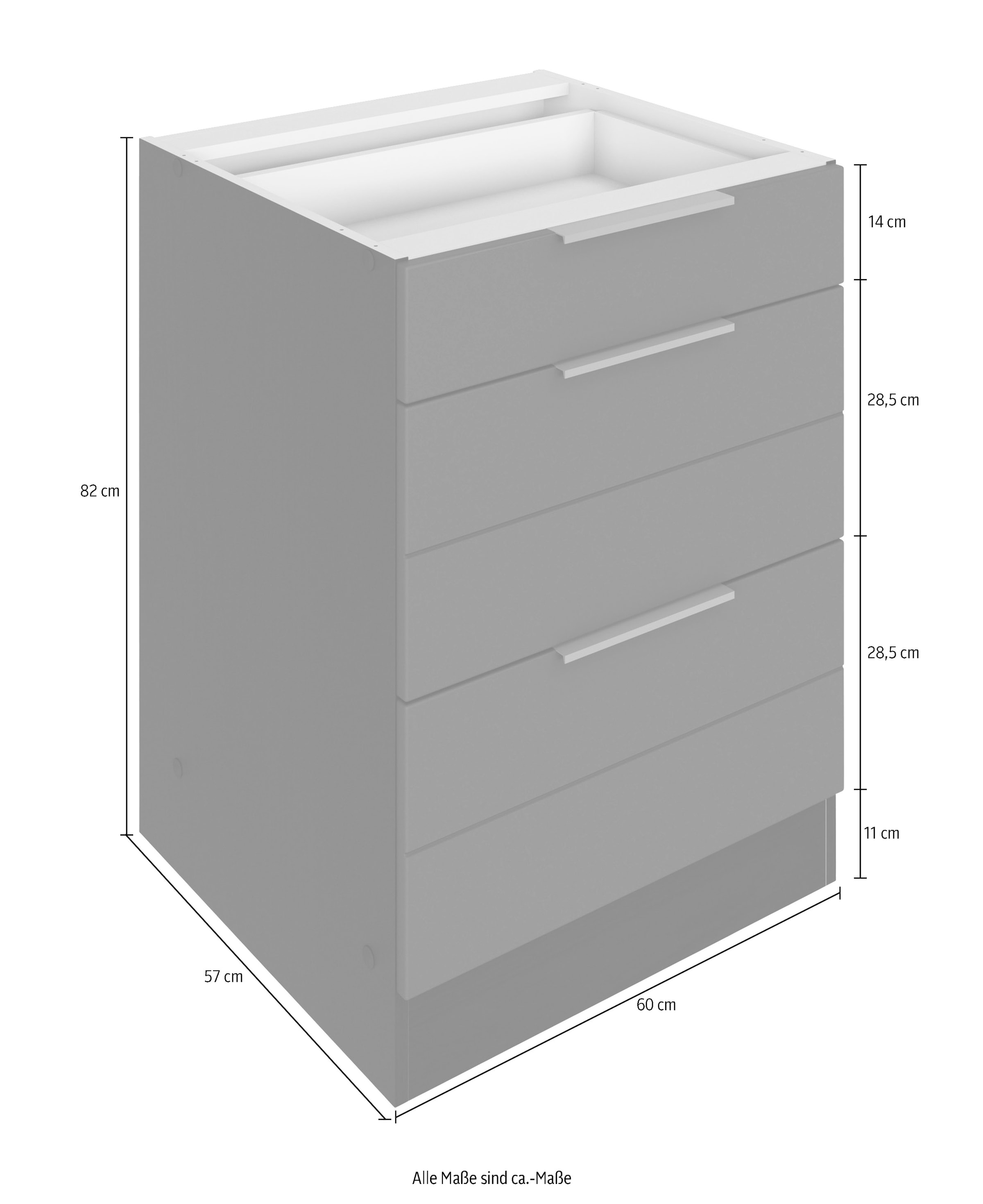 KOCHSTATION Auszugsunterschrank »KS-Luhe«, 60 cm breit, hochwertige MDF-Fronten mit waagerechter Lisene