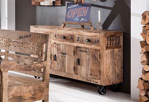 SIT Sideboard "Rustic", im Factory Design, Breite 140 cm, Shabby Chic, Vint günstig online kaufen