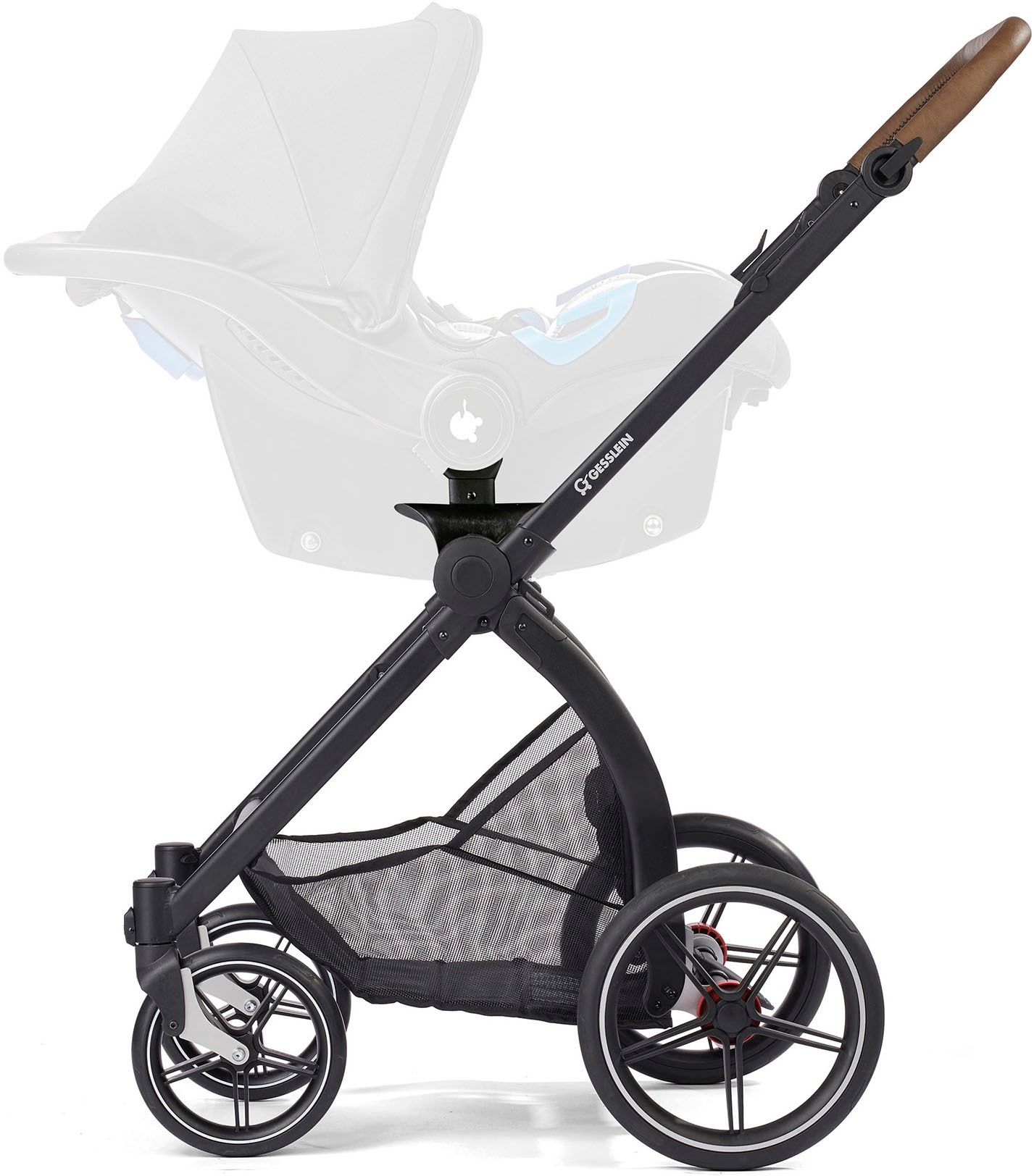 Gesslein Kombi-Kinderwagen »FX4 Soft+ mit Aufsatz Life, schwarz/cognac, eisblau«, mit Babywanne C3 und Babyschalenadapter
