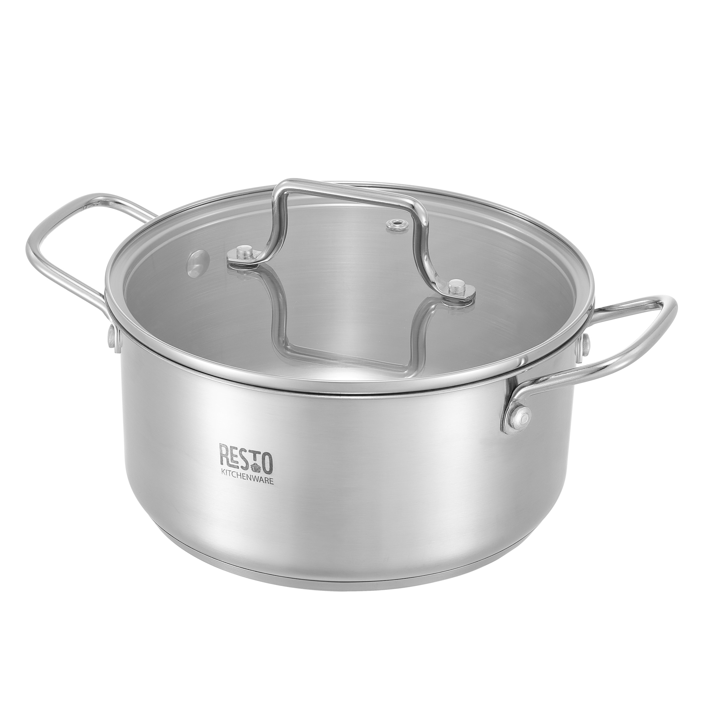 RESTO Kitchenware Topf-Set »GINAN im Geschenkkarton, spülmaschinengeeignet« Set, 1x Soßentopf Ø 16 cm mit Deckel, je 2x Kochtopf Ø 20/24 cm mit Deckel, 6 tlg. Edelstahl 18/10