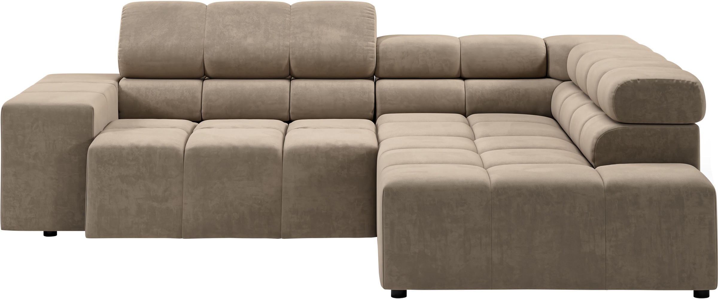INOSIGN Ecksofa »Ancona, incl. Kopfteilverstellung + 3 Zierkissen, L-Form, bequem«, wahlweise motorische Sitztiefenverstellung, B/T(H: 249/215/70 cm