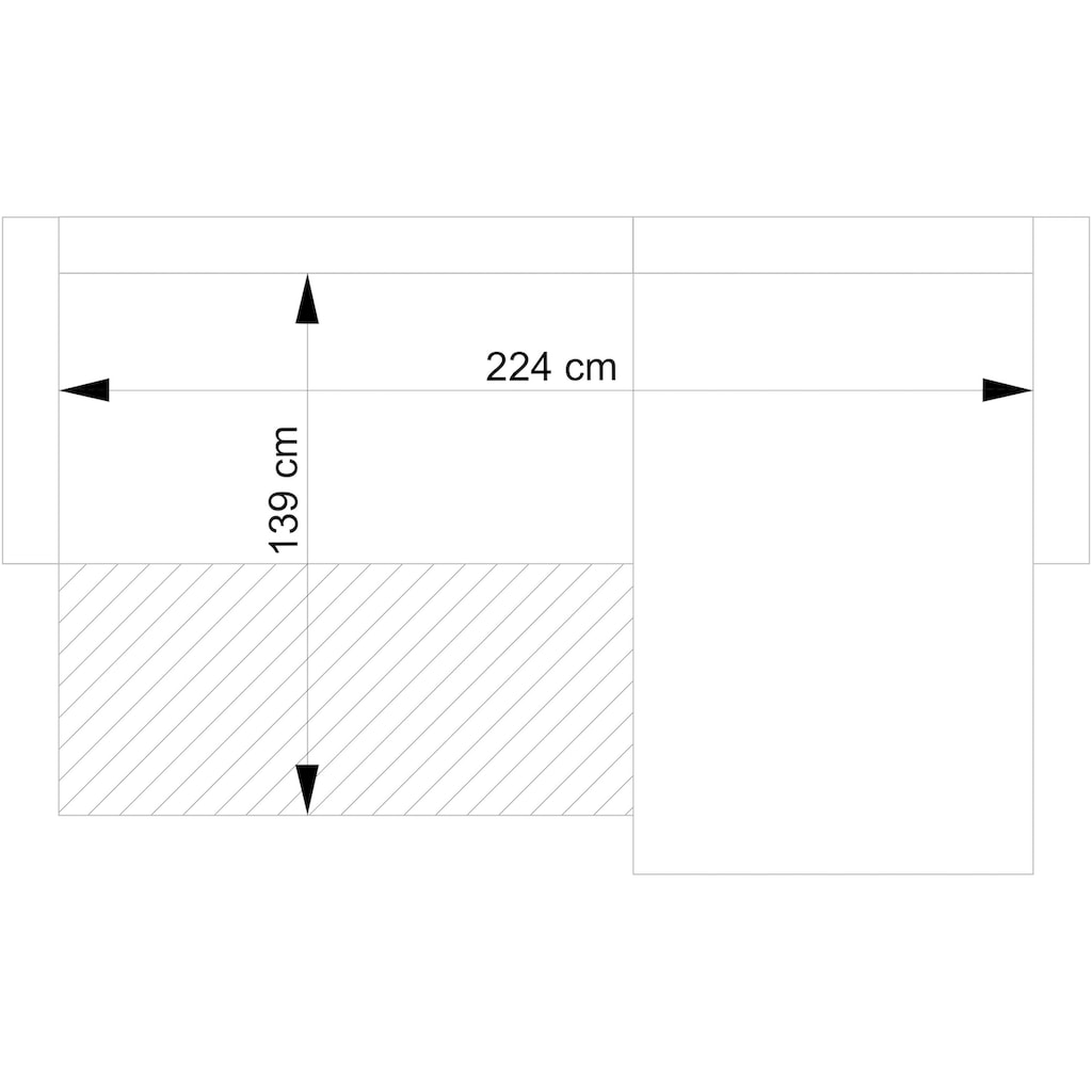 andas Ecksofa »LIVORNO,258 cm, L-Form,«, Schlaffunktion u. Bettkasten (139/224cm), Samt, Struktur, Webstoff